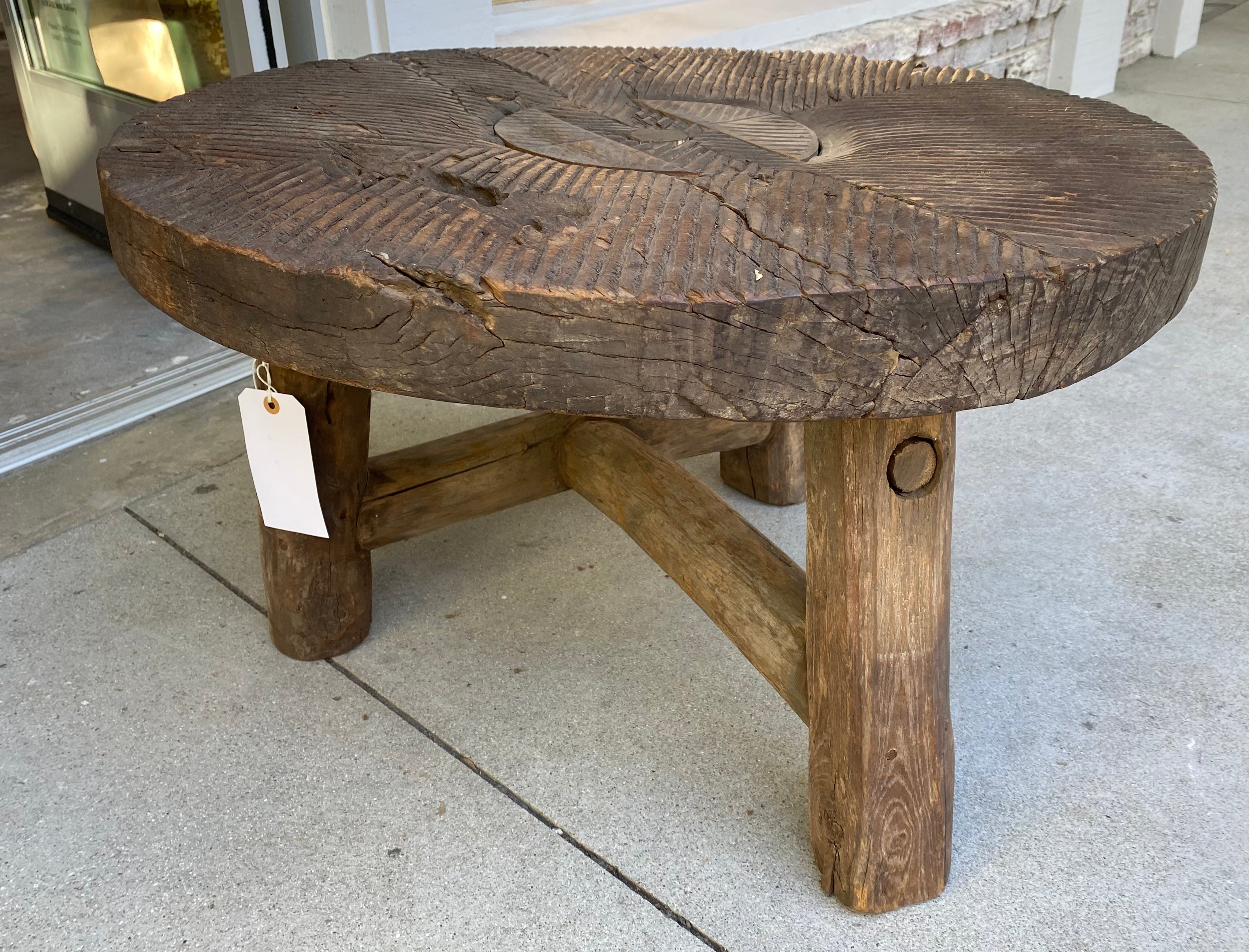 Round low side table wood