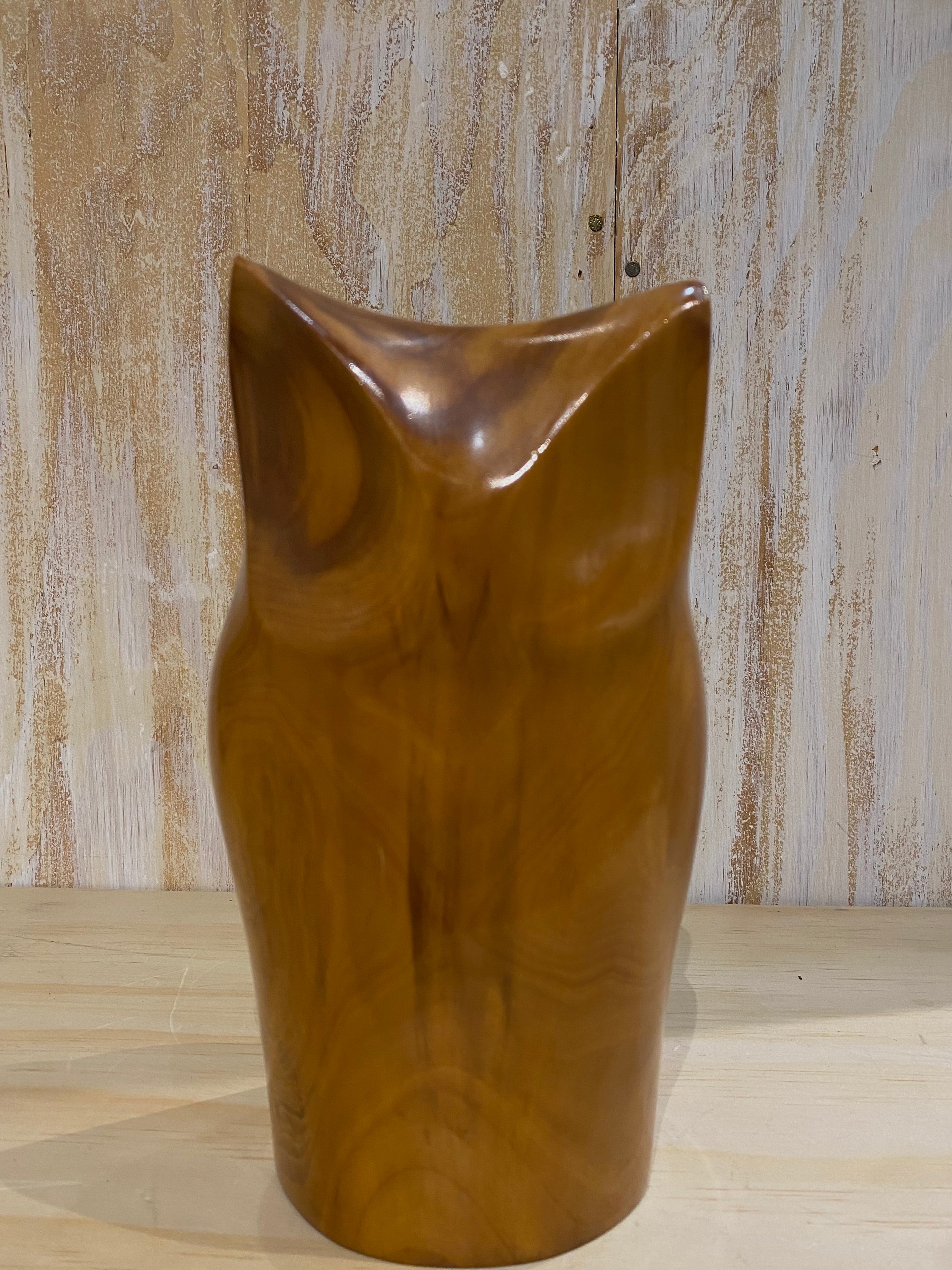 Handmade wooden owl sculpture