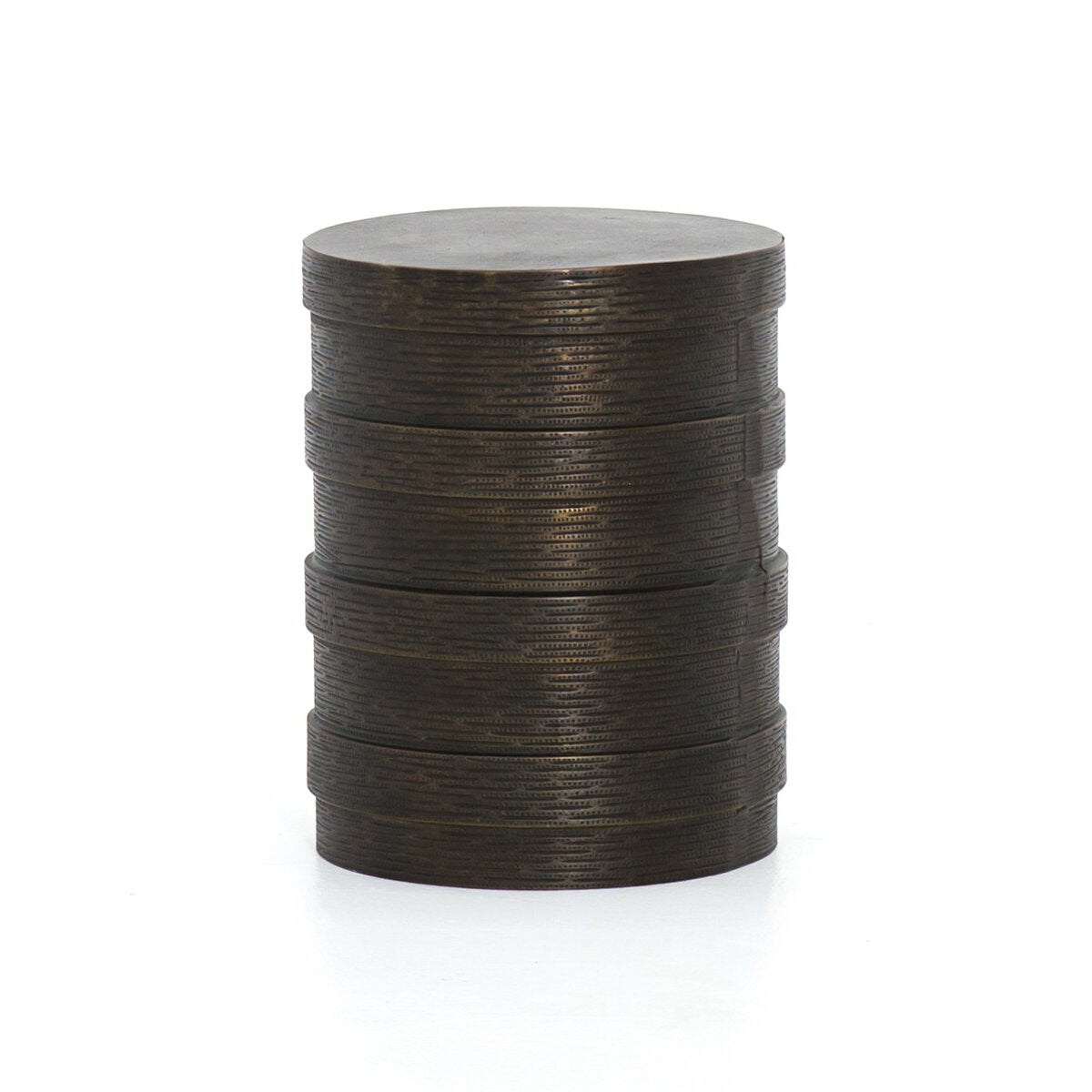 Trello Drum End Table Textured Brass