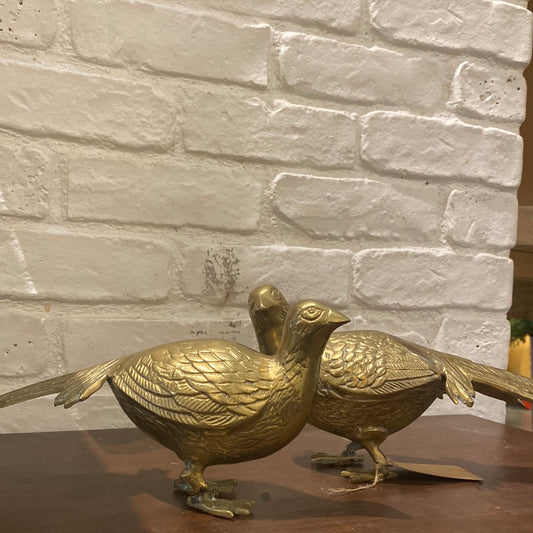 Pair of brass birds