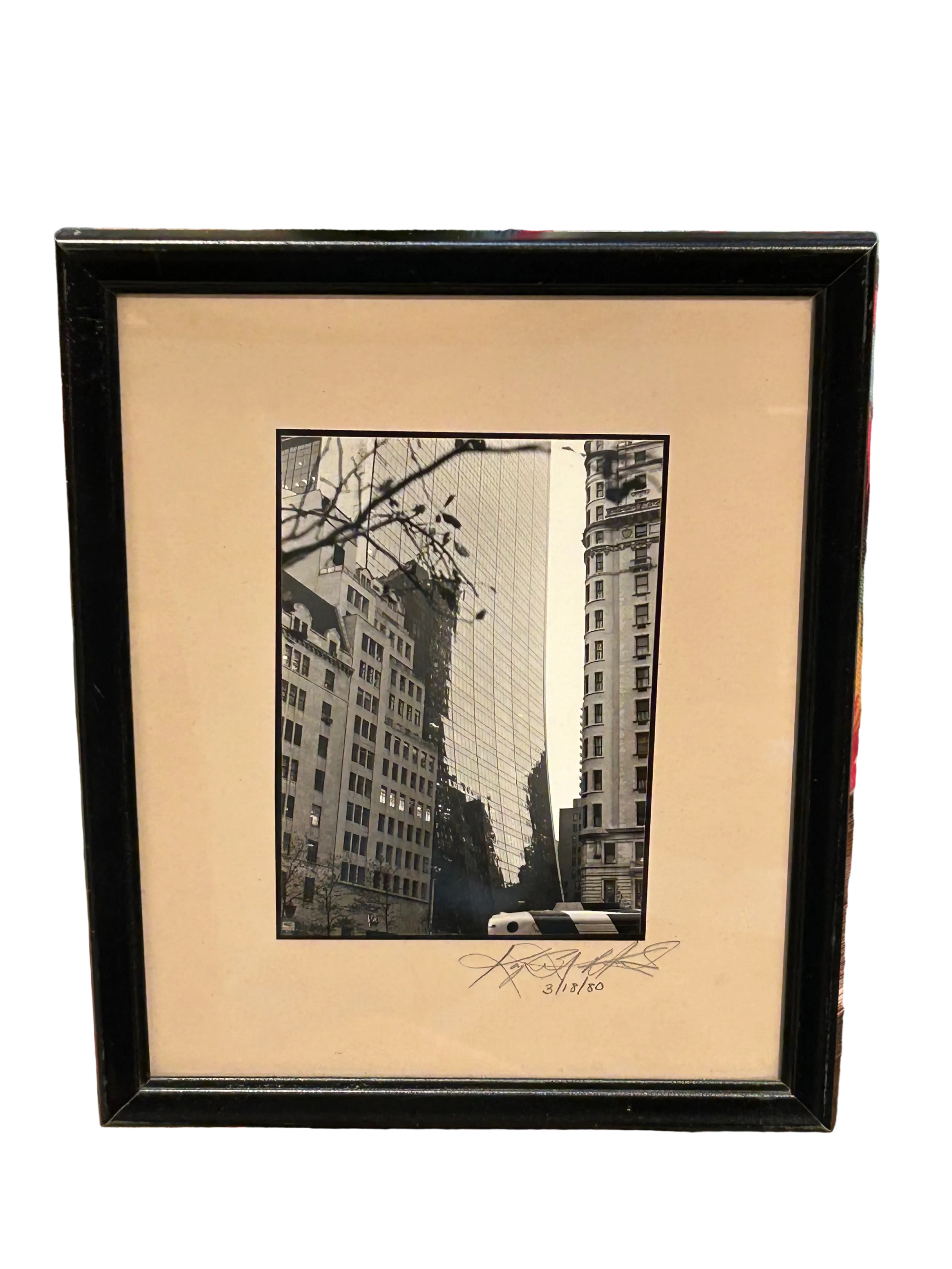 Vintage B&W 1980s city scene print