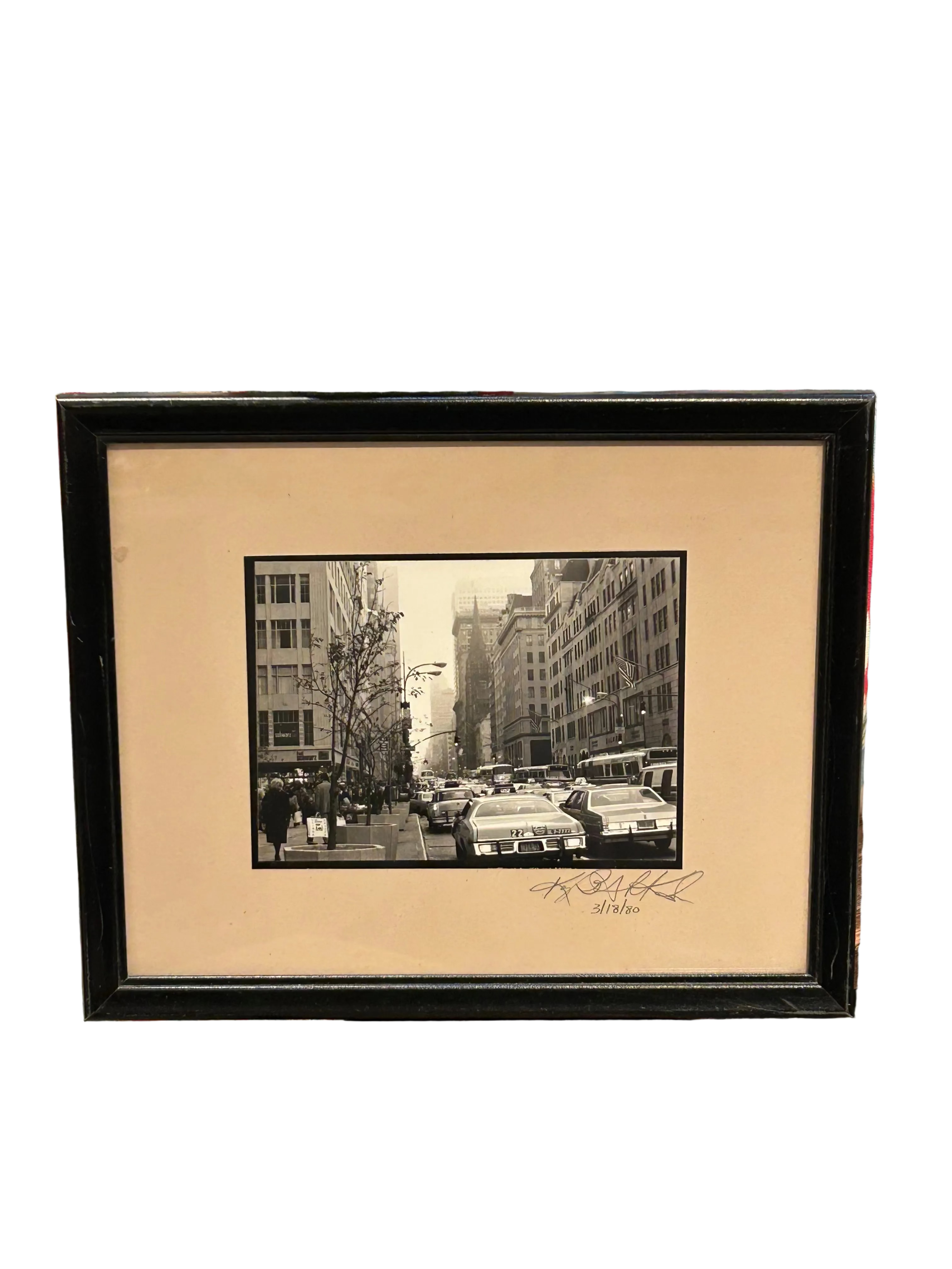 Vintage B&W 1980s street scene print