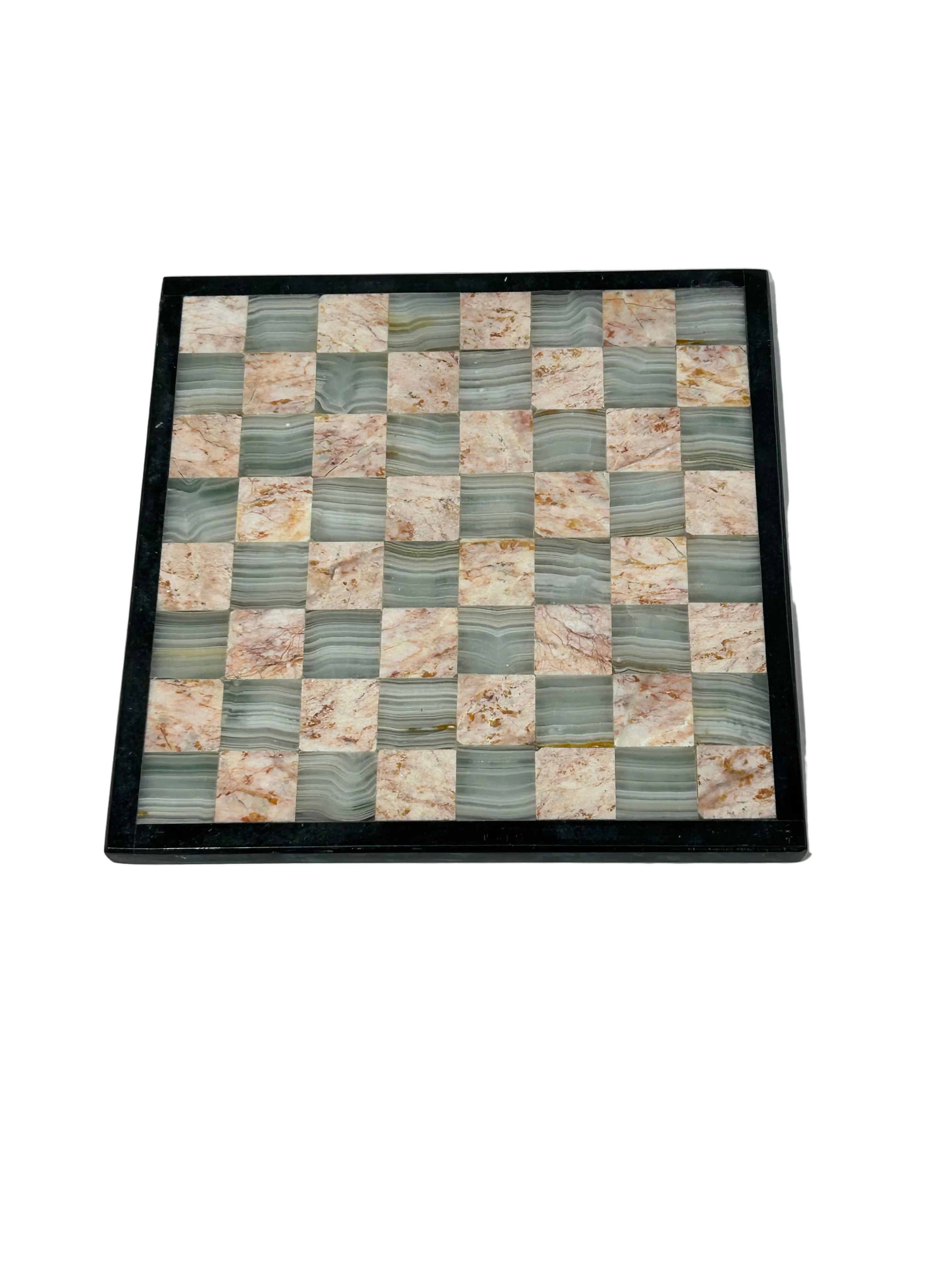 Vintage mini pink and gray marble chess set