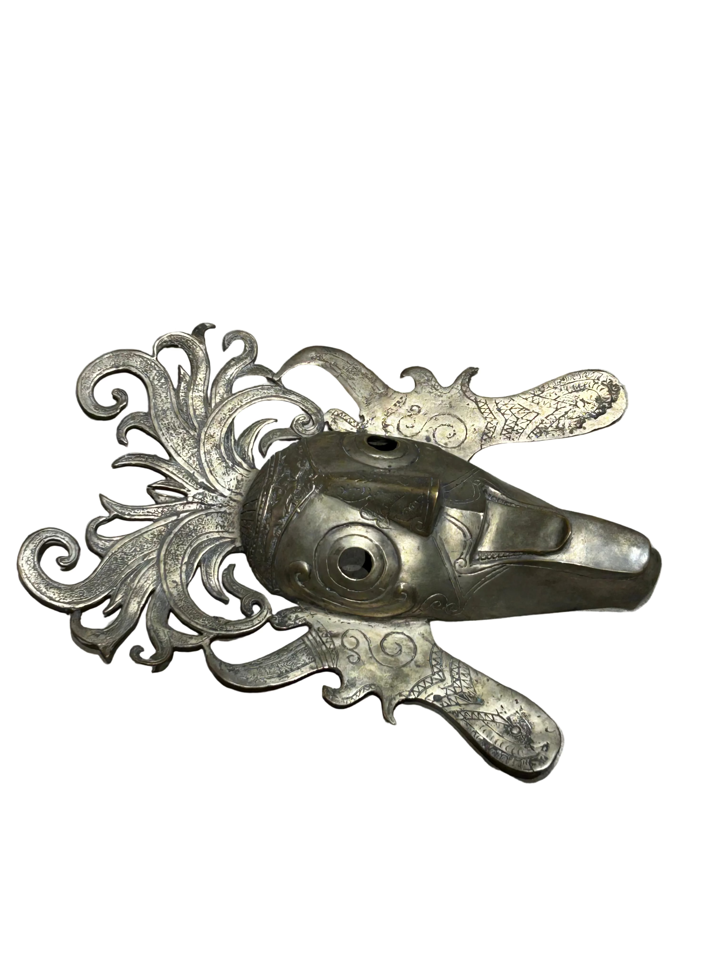 Vintage Indonesian brass wall mask