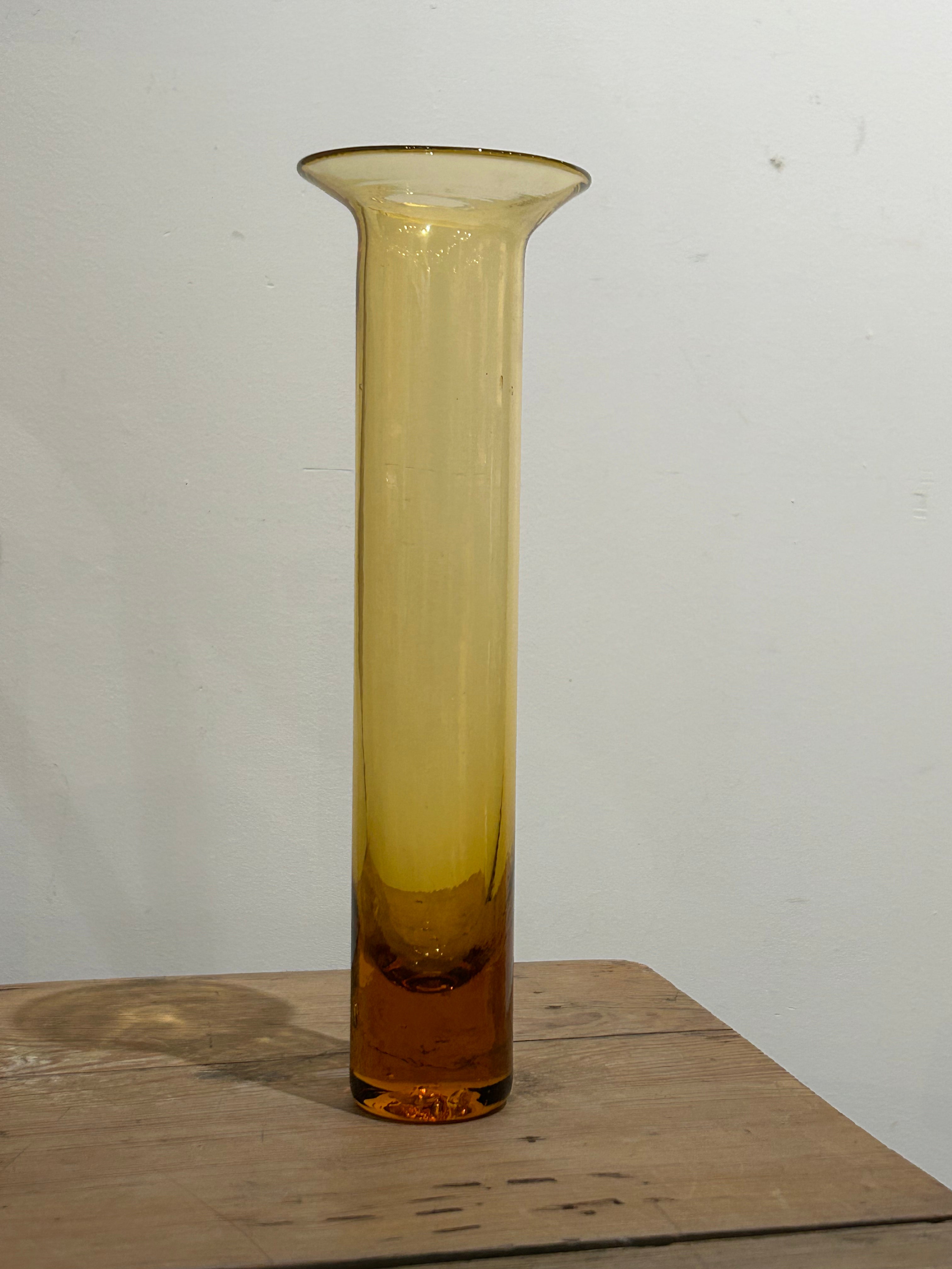 Vintage flared amber glass vase