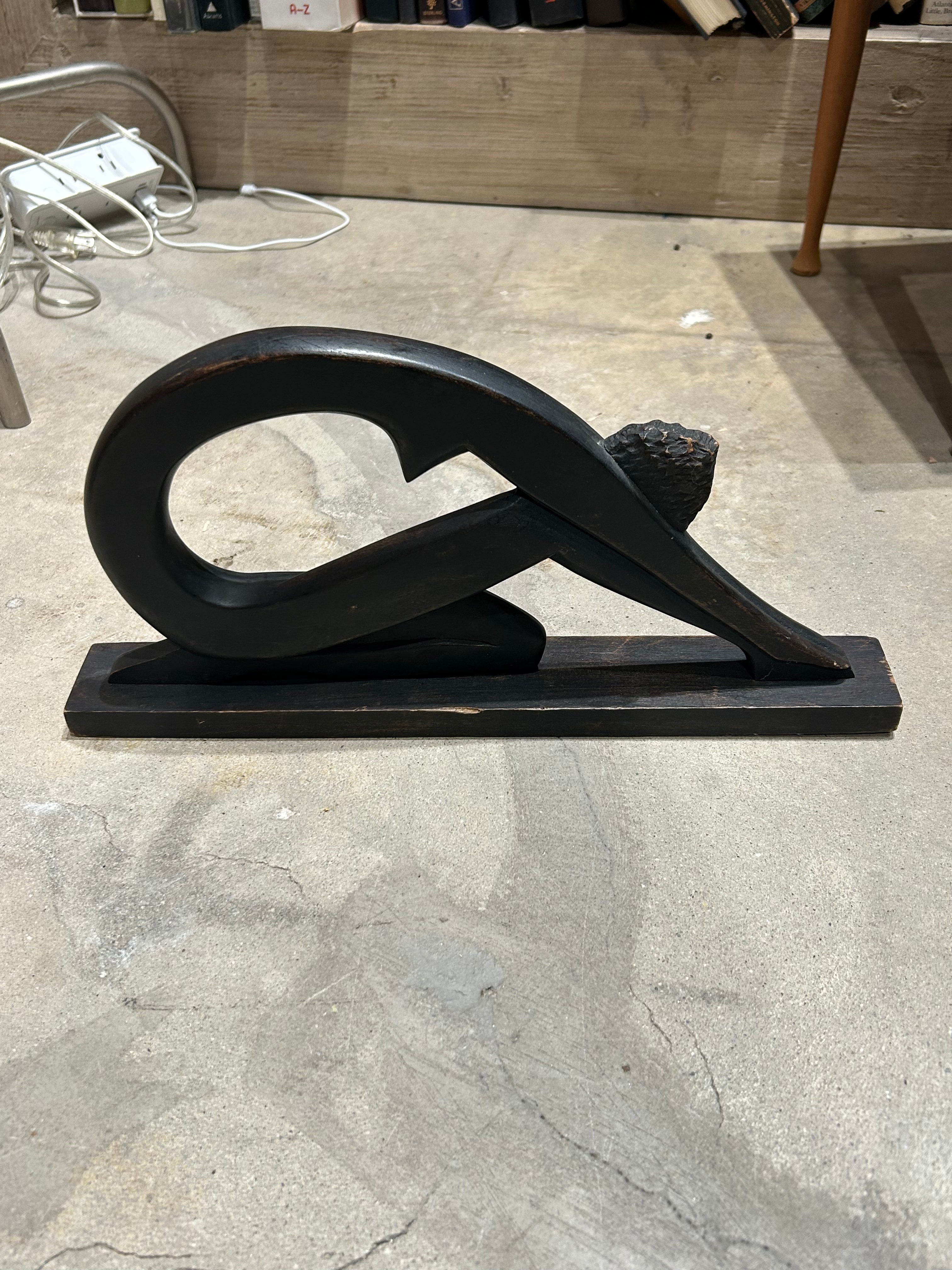 Vintage carved wooden nude sculpture