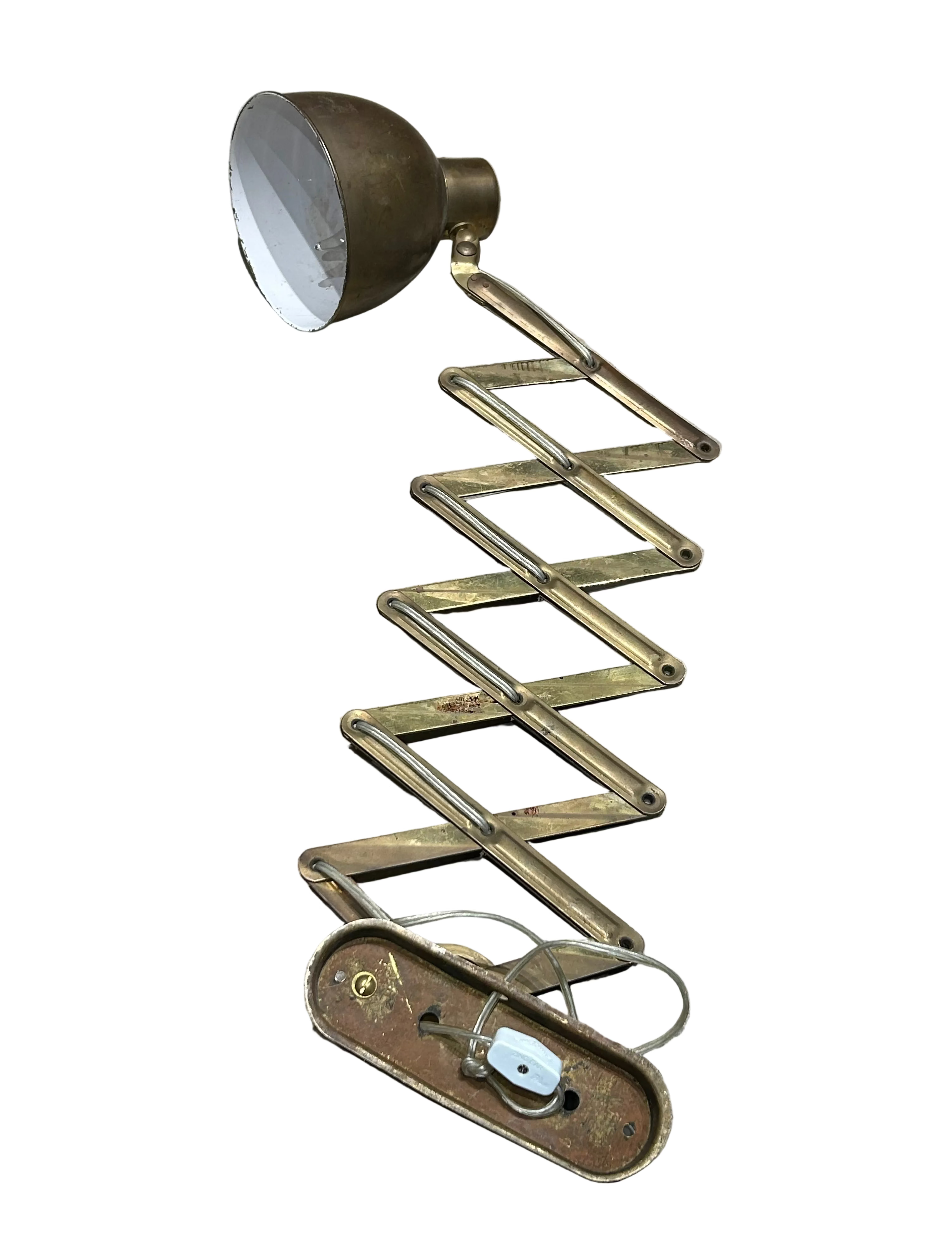 Vintage brass extendable wall lamp