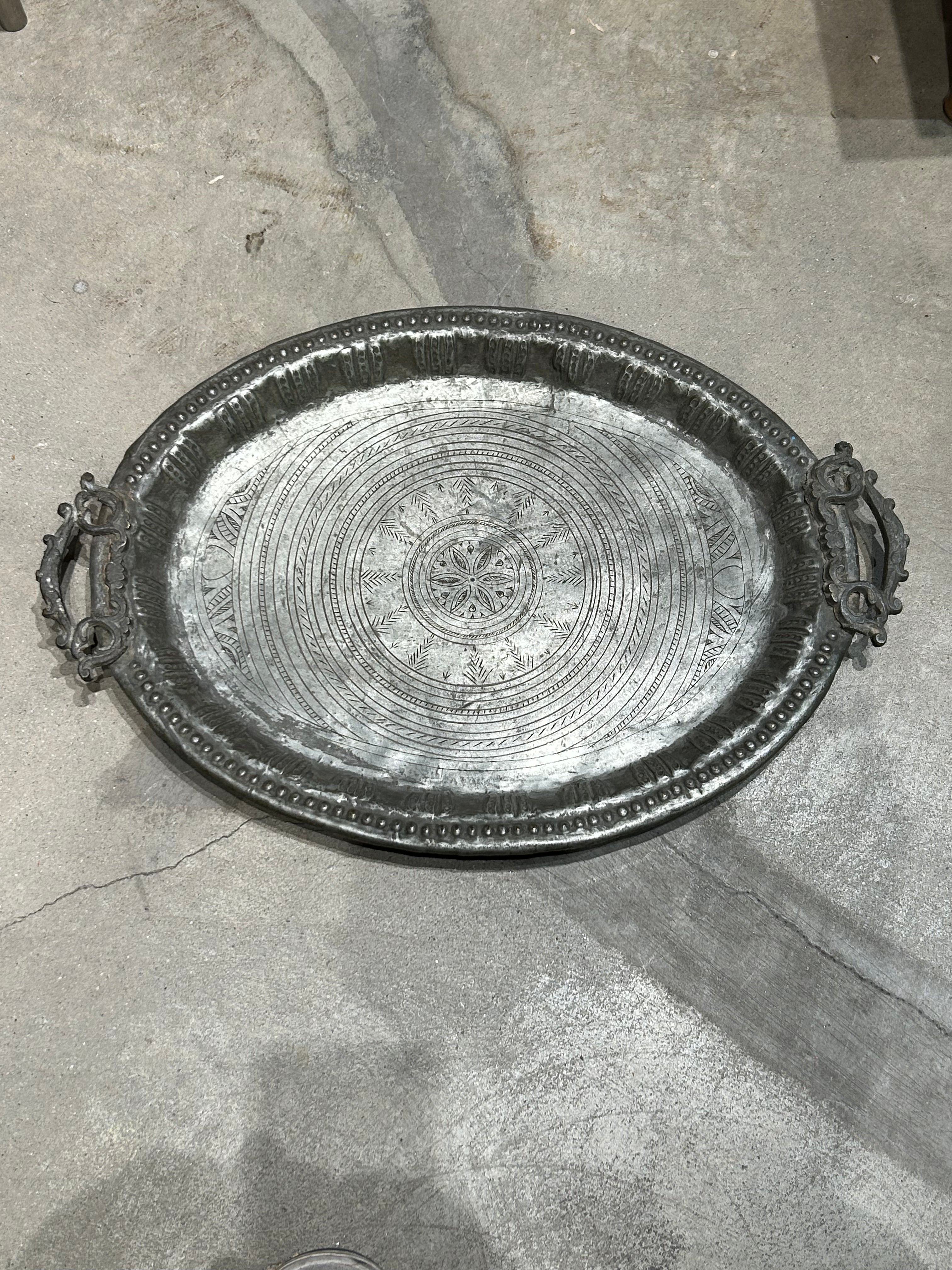 Vintage two handled copper serving tray