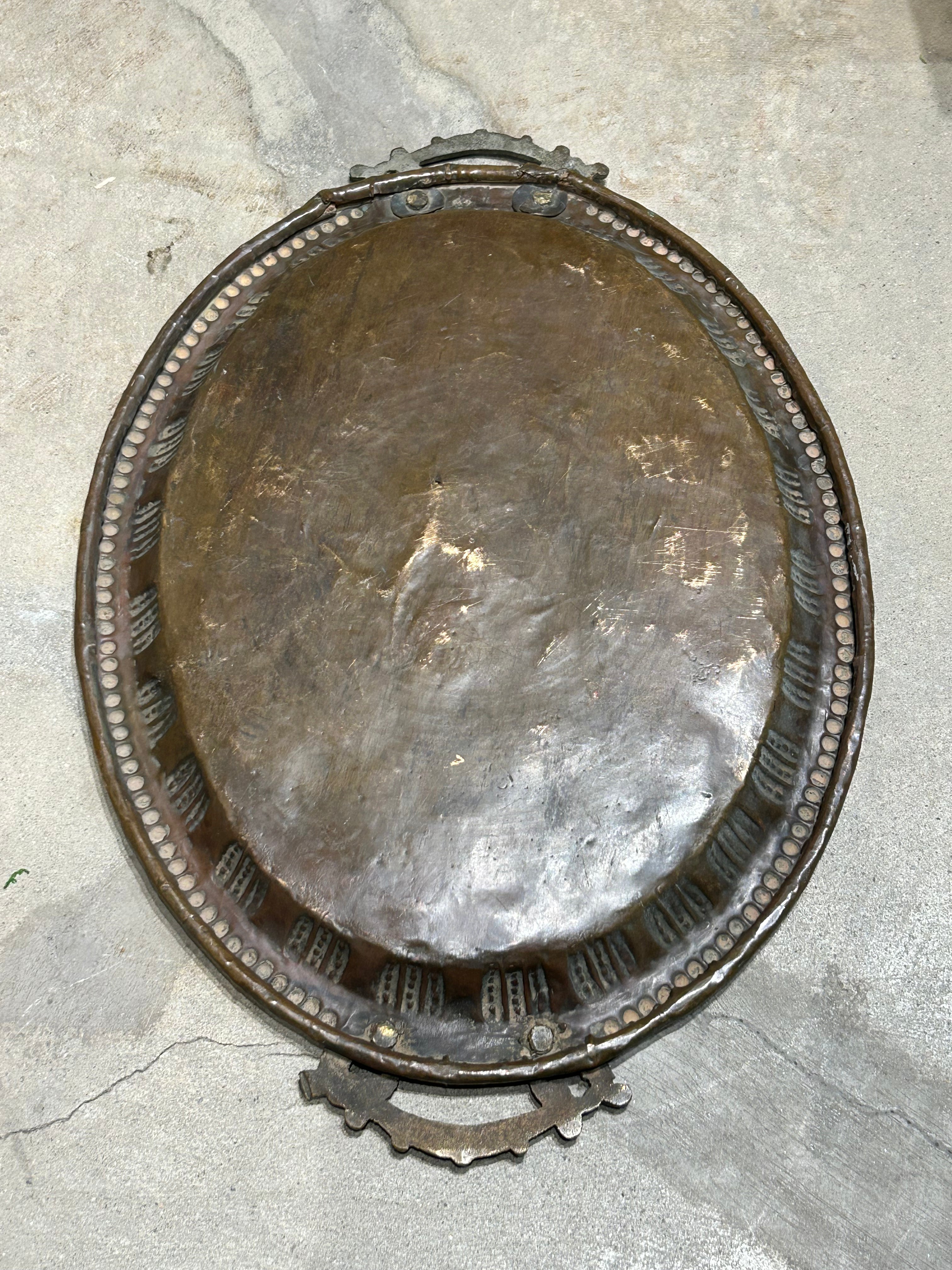 Vintage two handled copper serving tray