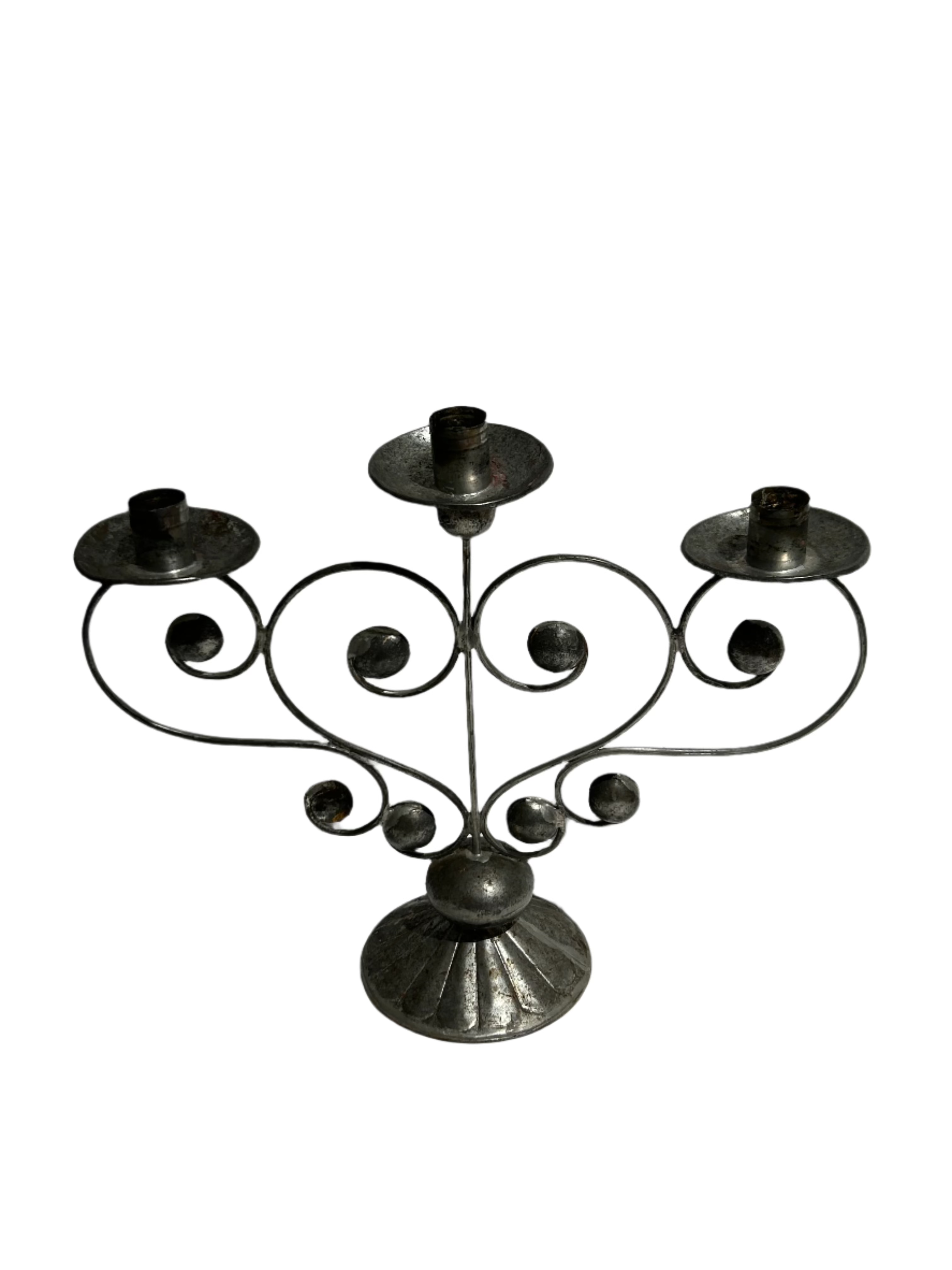 Vintage 3-arm tin candelabra