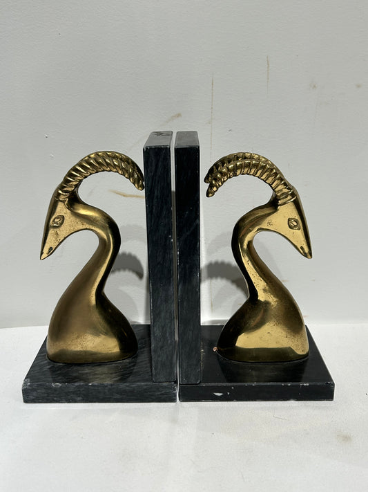 Vintage brass ram bookends