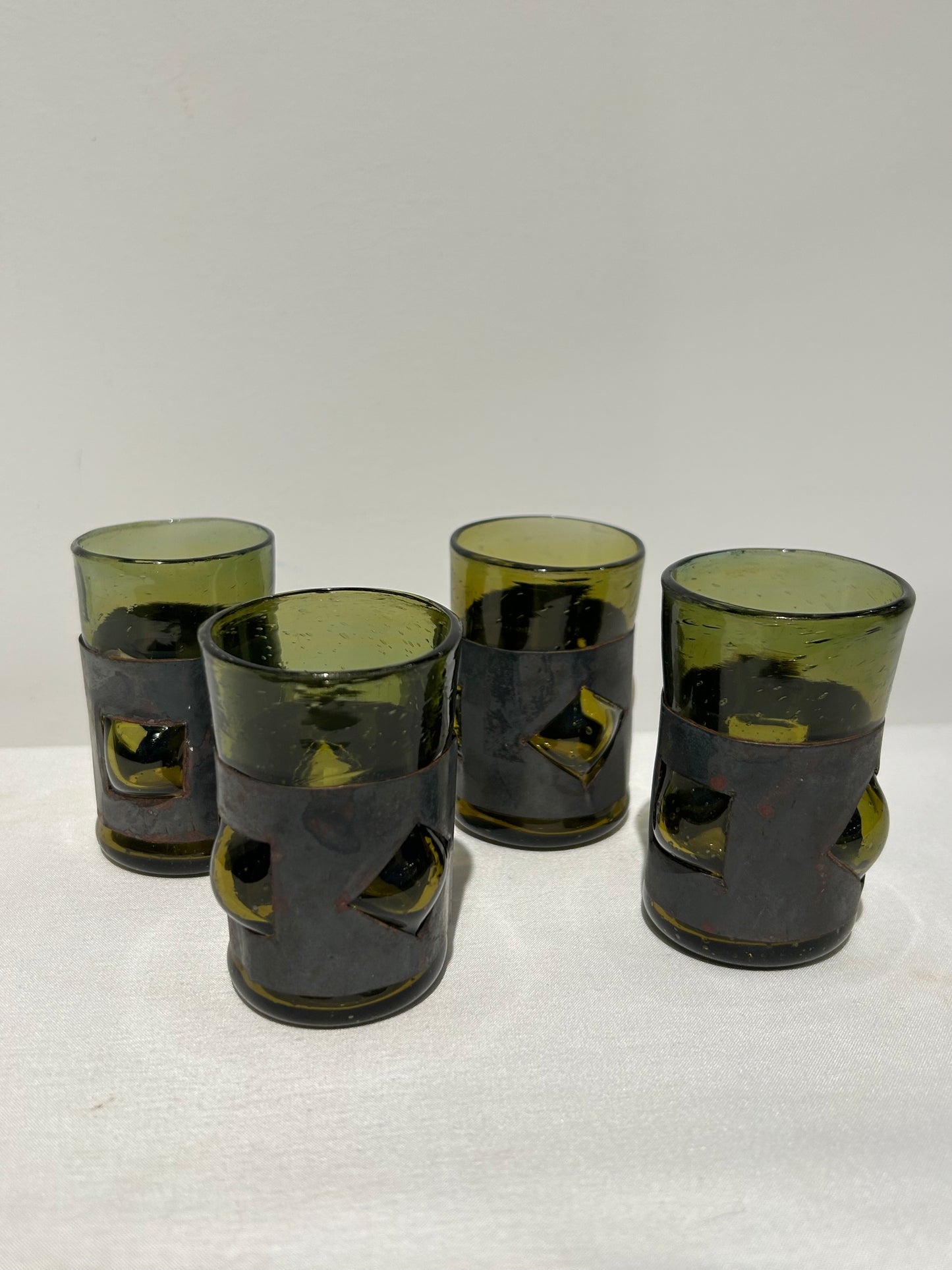 Vintage set of 4 caged Moroccan tea glasses