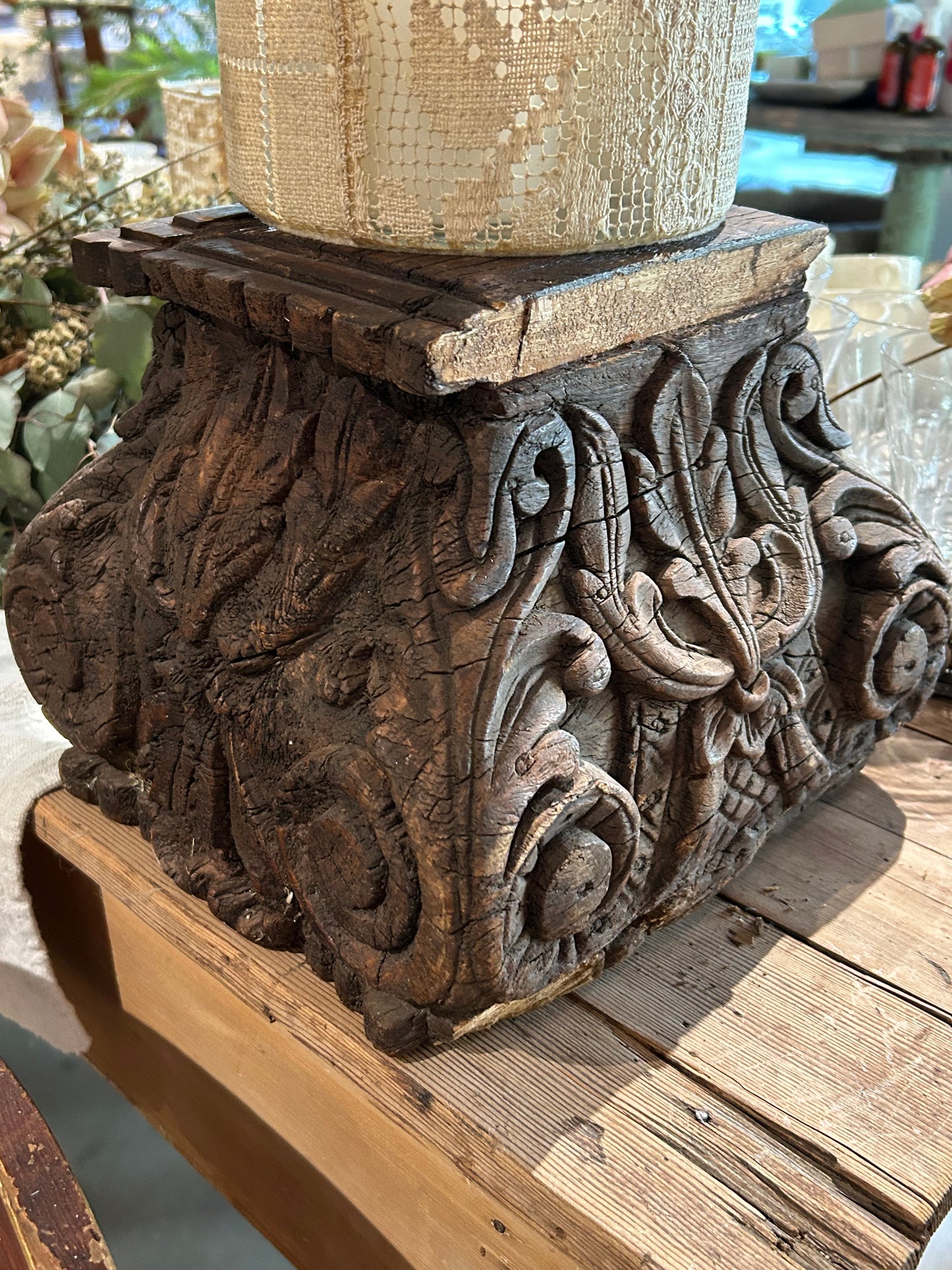 Vintage carved wood stump