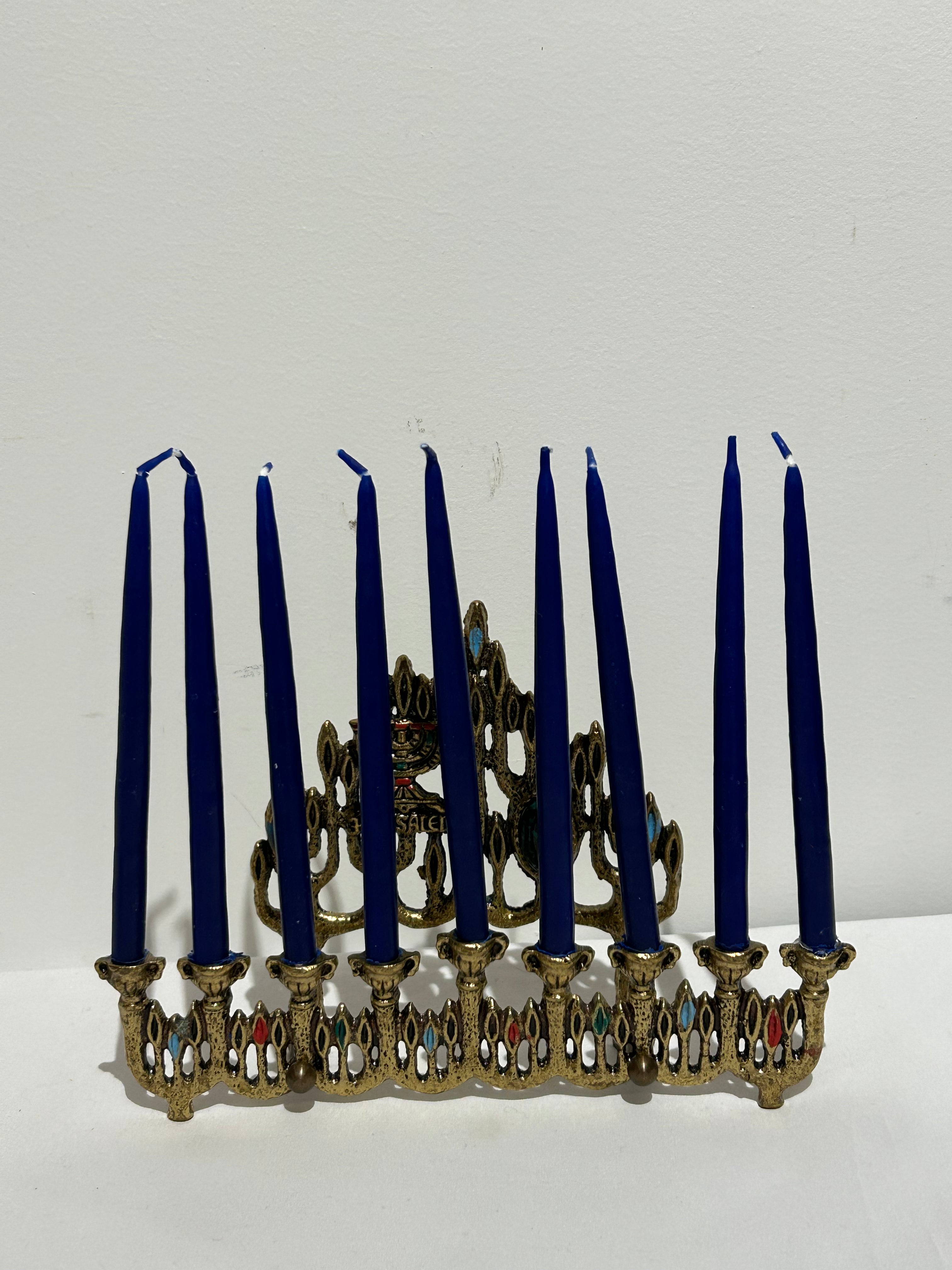 Vintage brass Jerusalem menorah