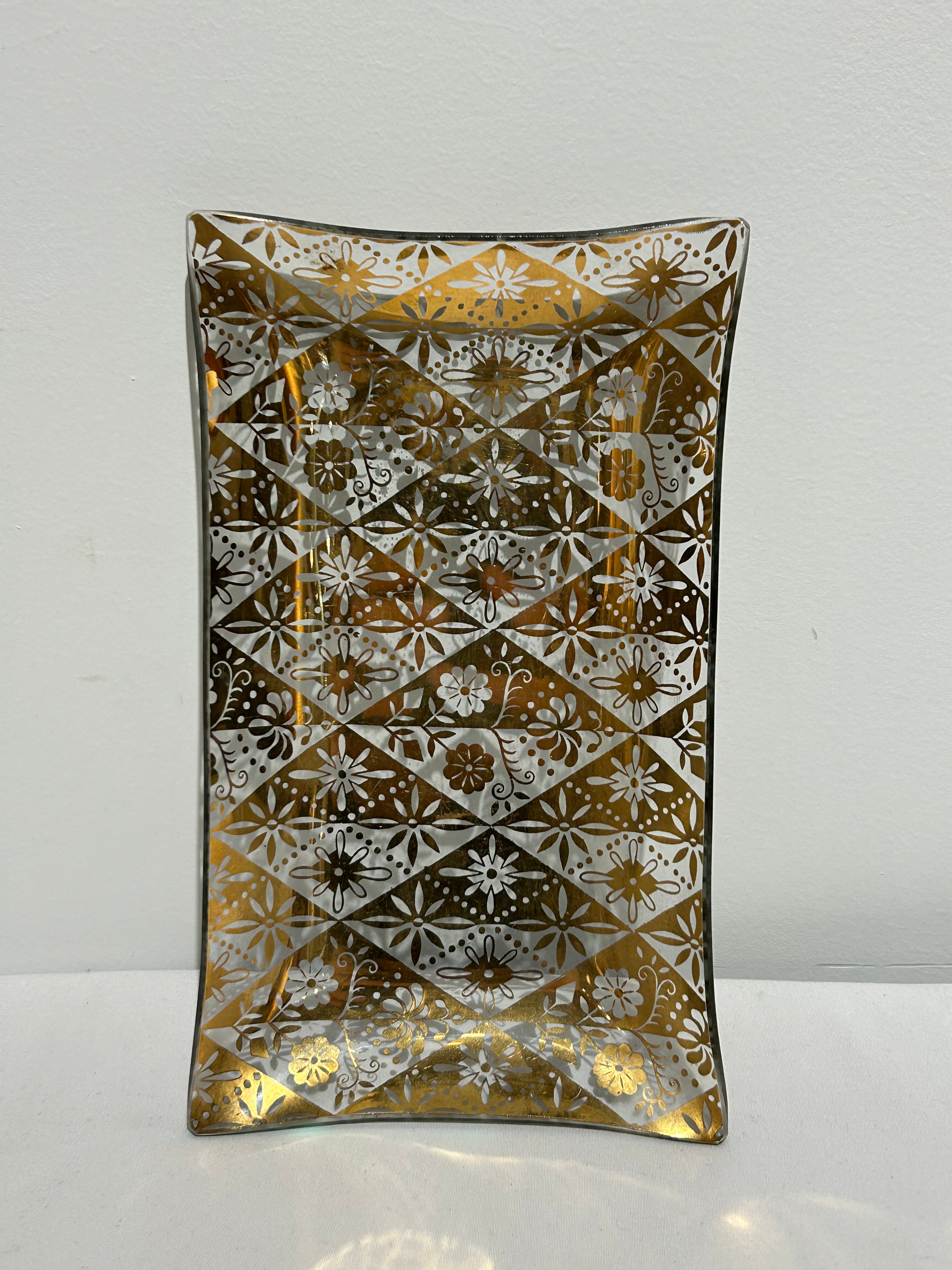 Vintage gold glass tray