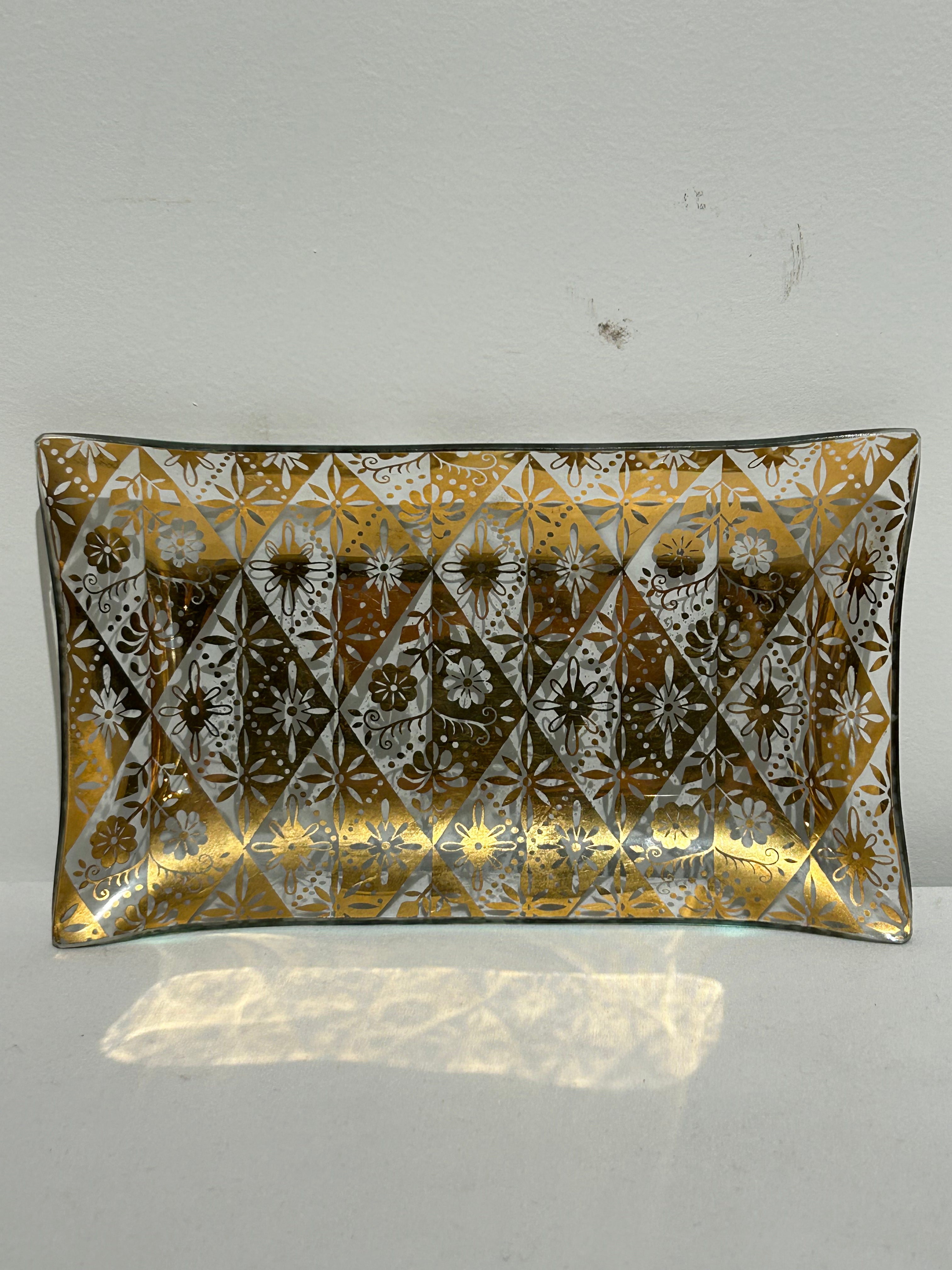 Vintage gold glass tray