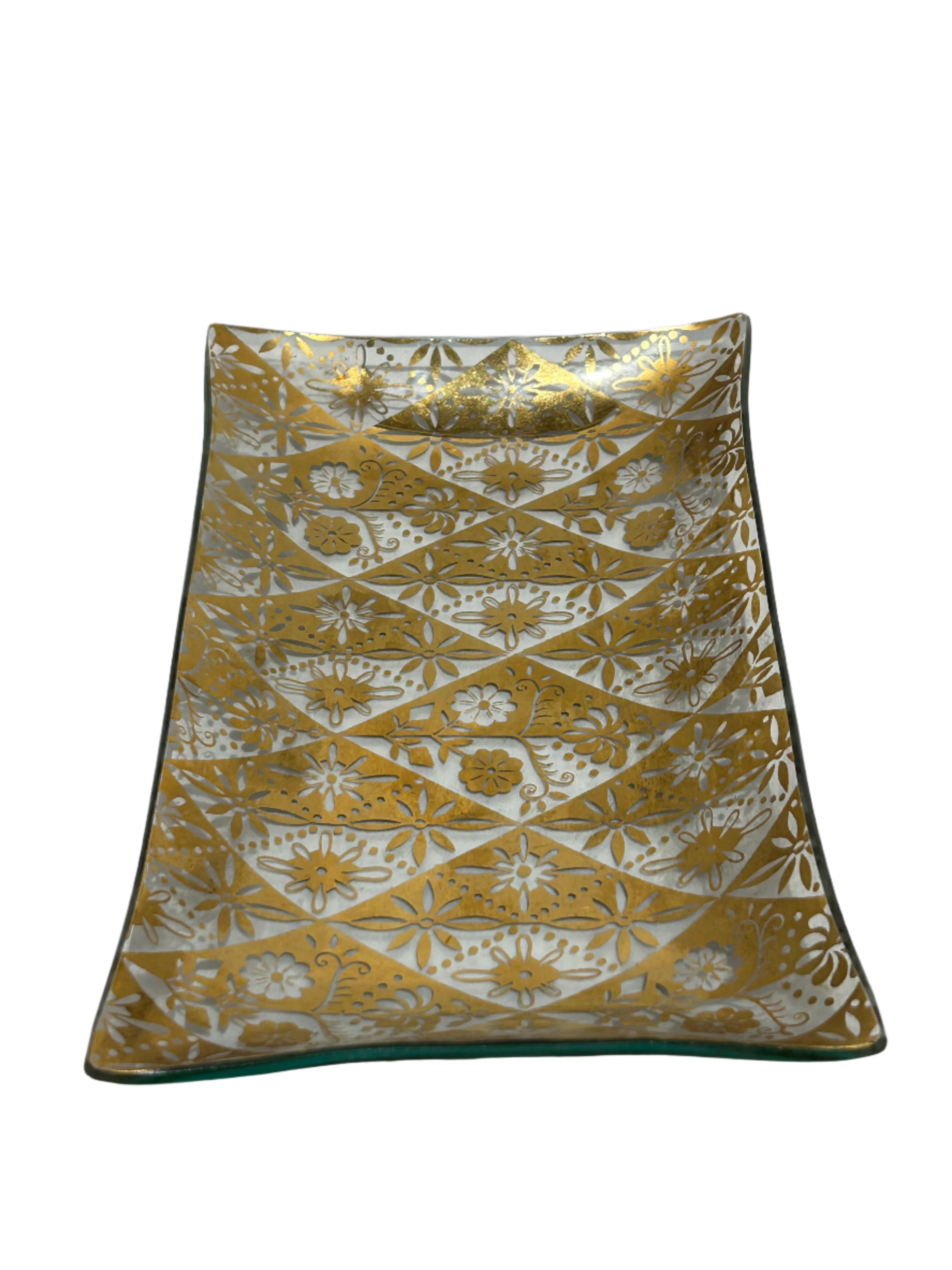 Vintage gold glass tray