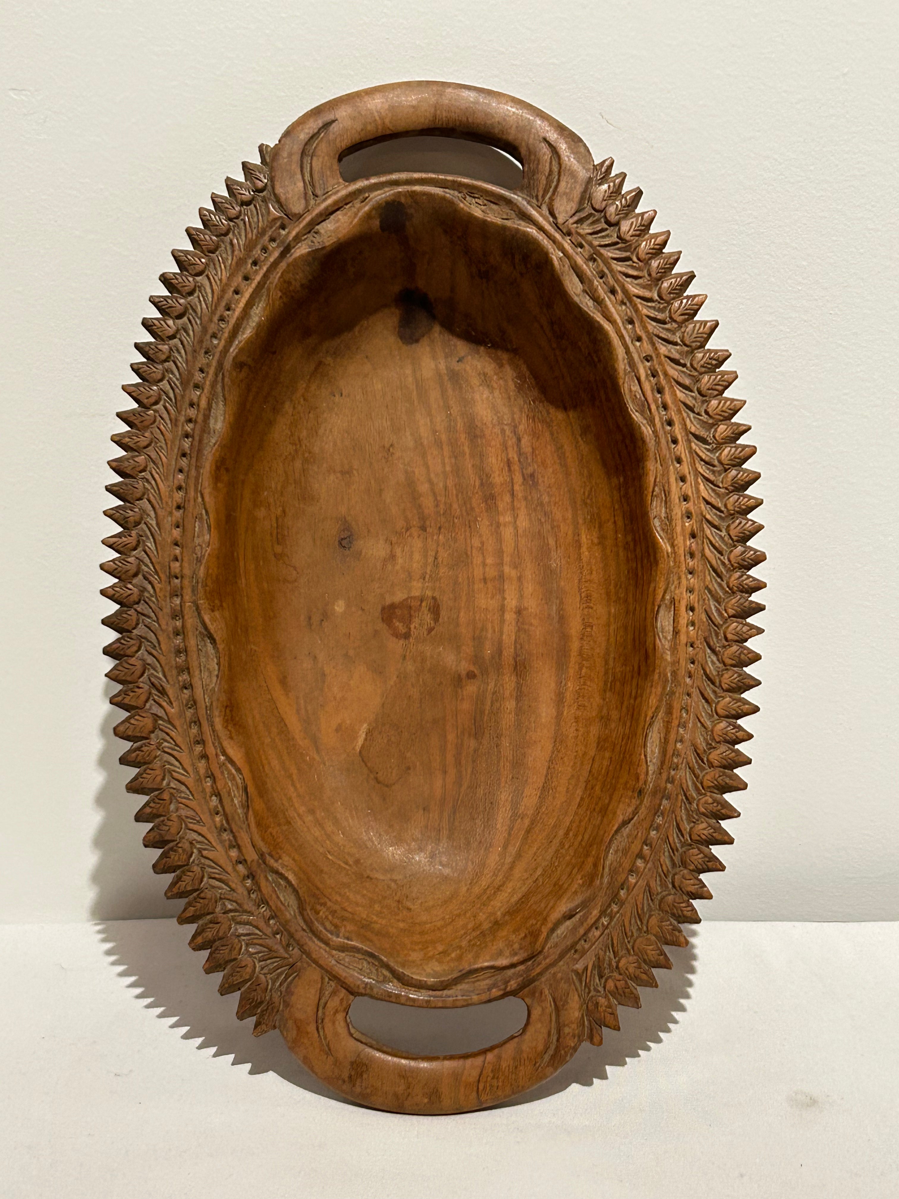 Vintage carved two-handled bowl