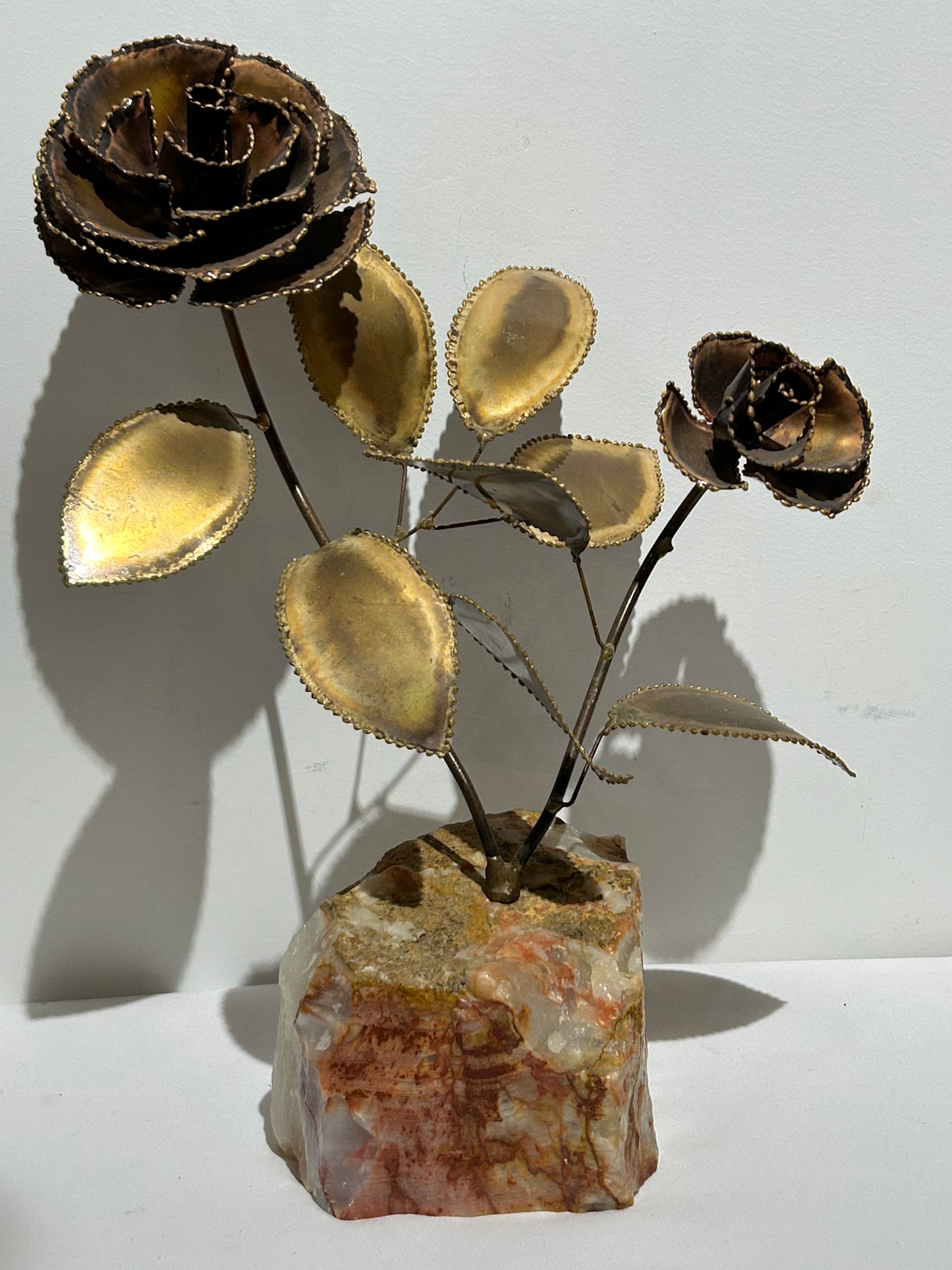 Vintage brass rose sculpture