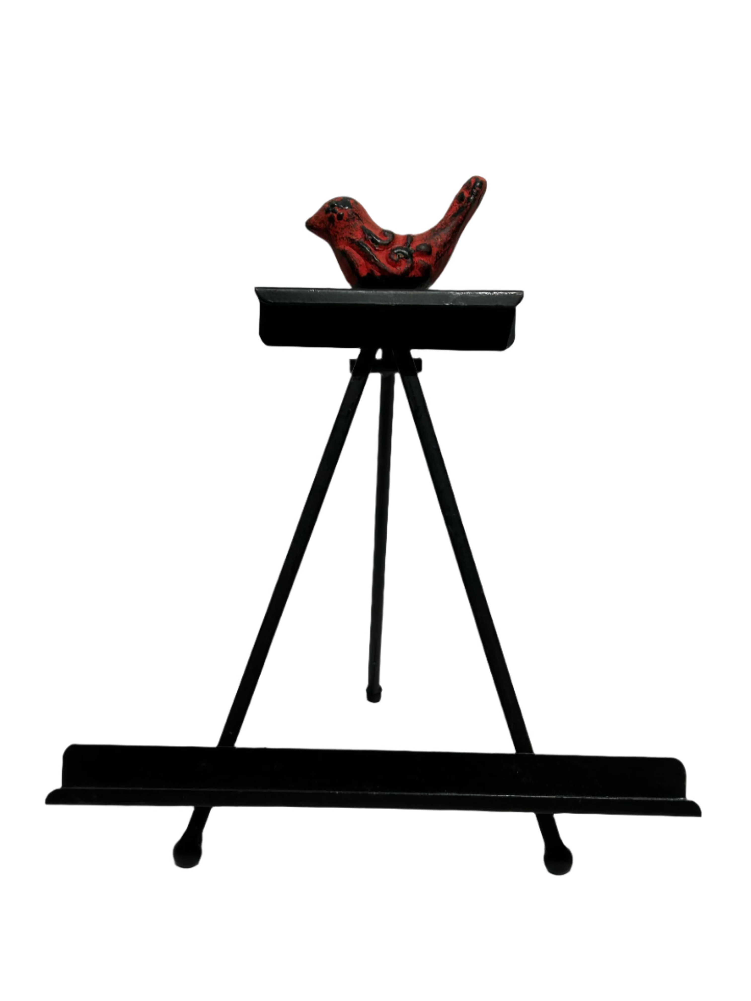 Vintage red bird metal easel
