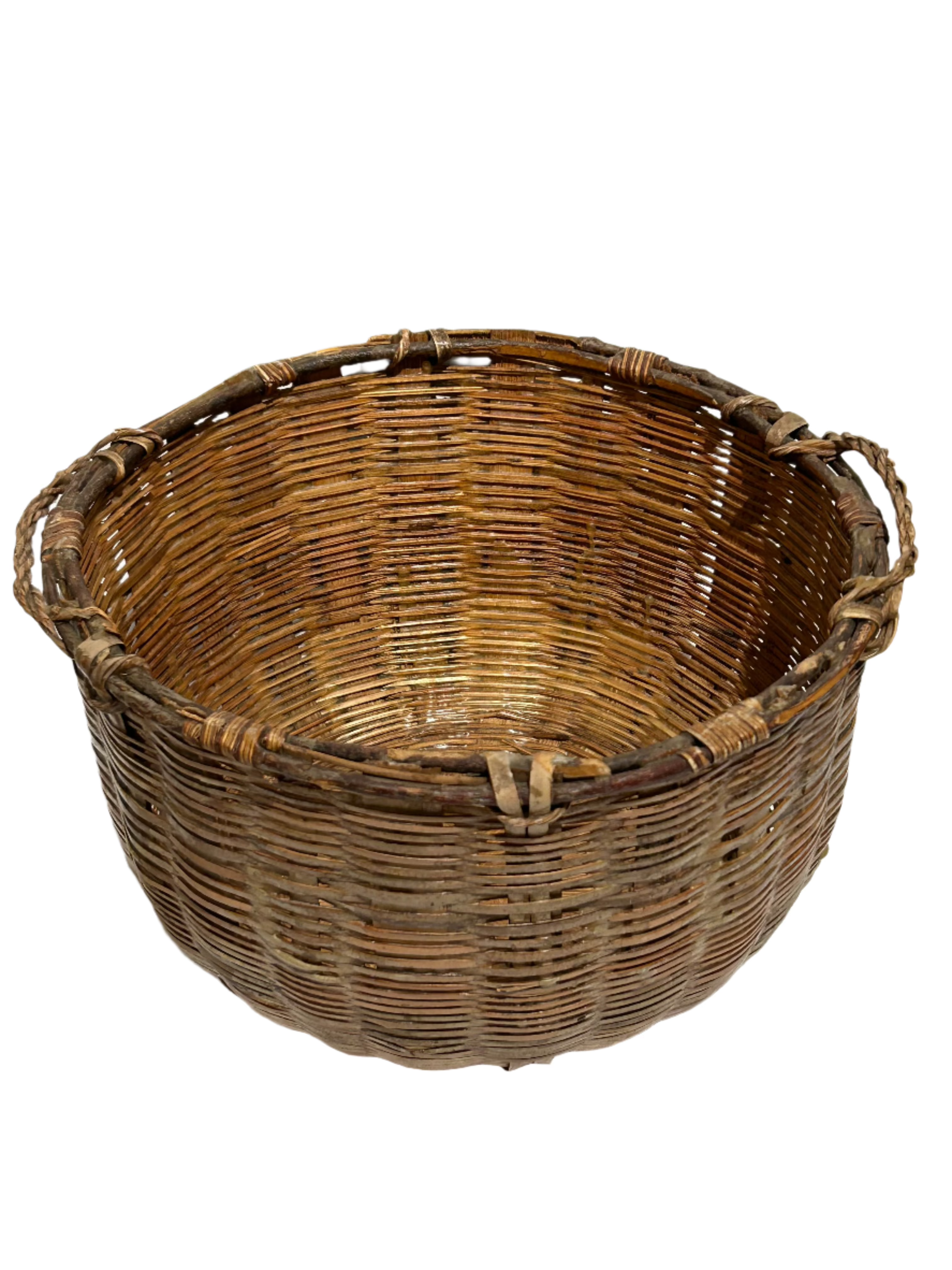 Vintage two-handled woven basket
