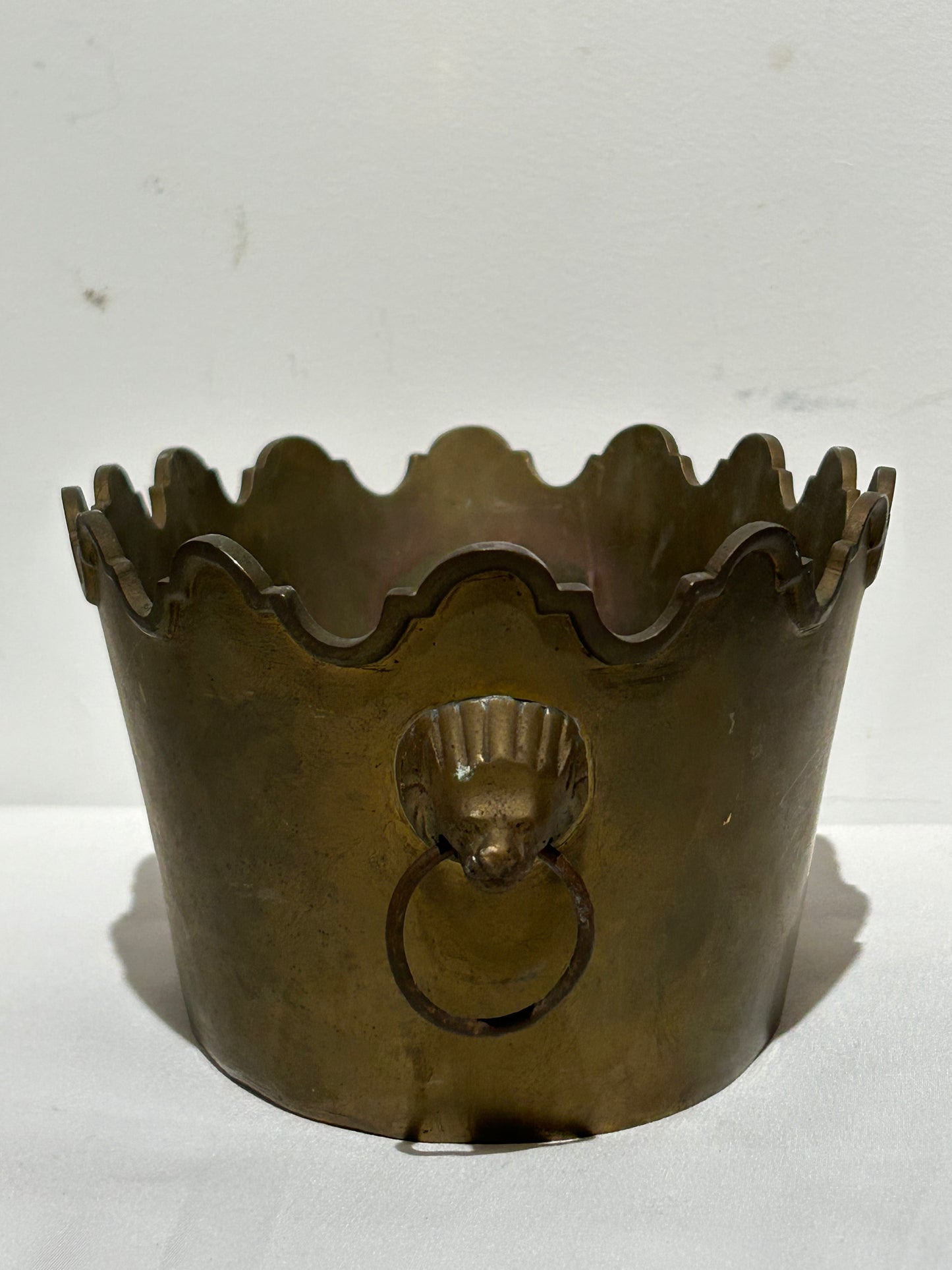 Vintage brass ruffled vessel