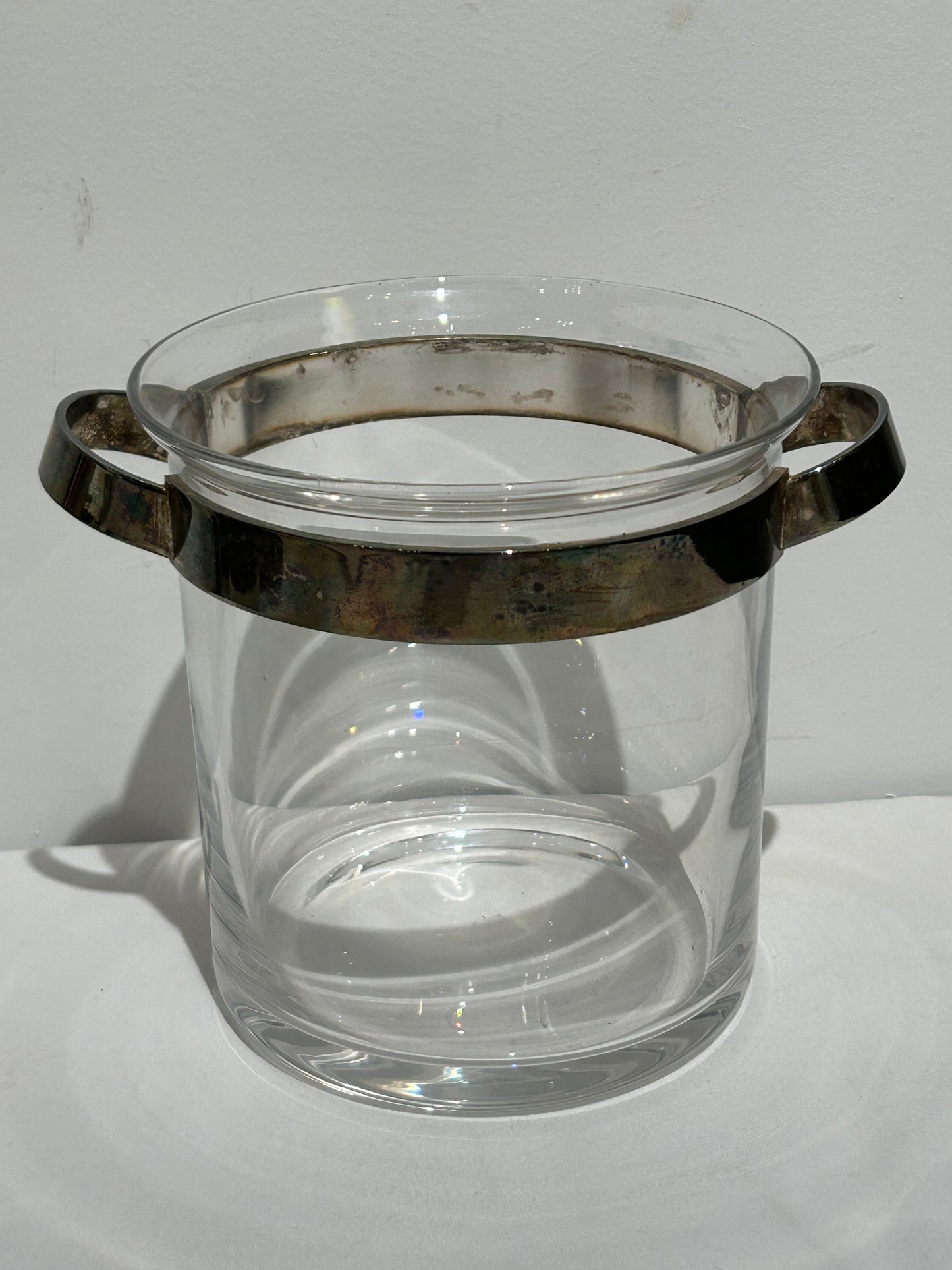 Vintage two-handled ice bucket with tongs