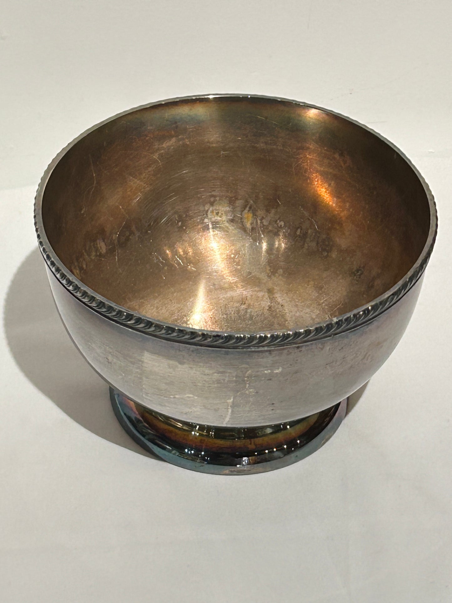 Vintage silver bowl with tongs