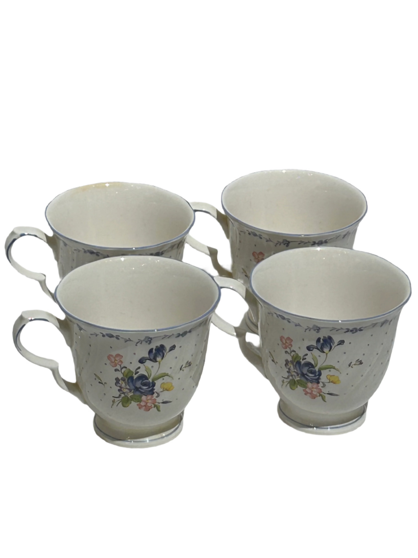 Vintage set of 4 peony teacups