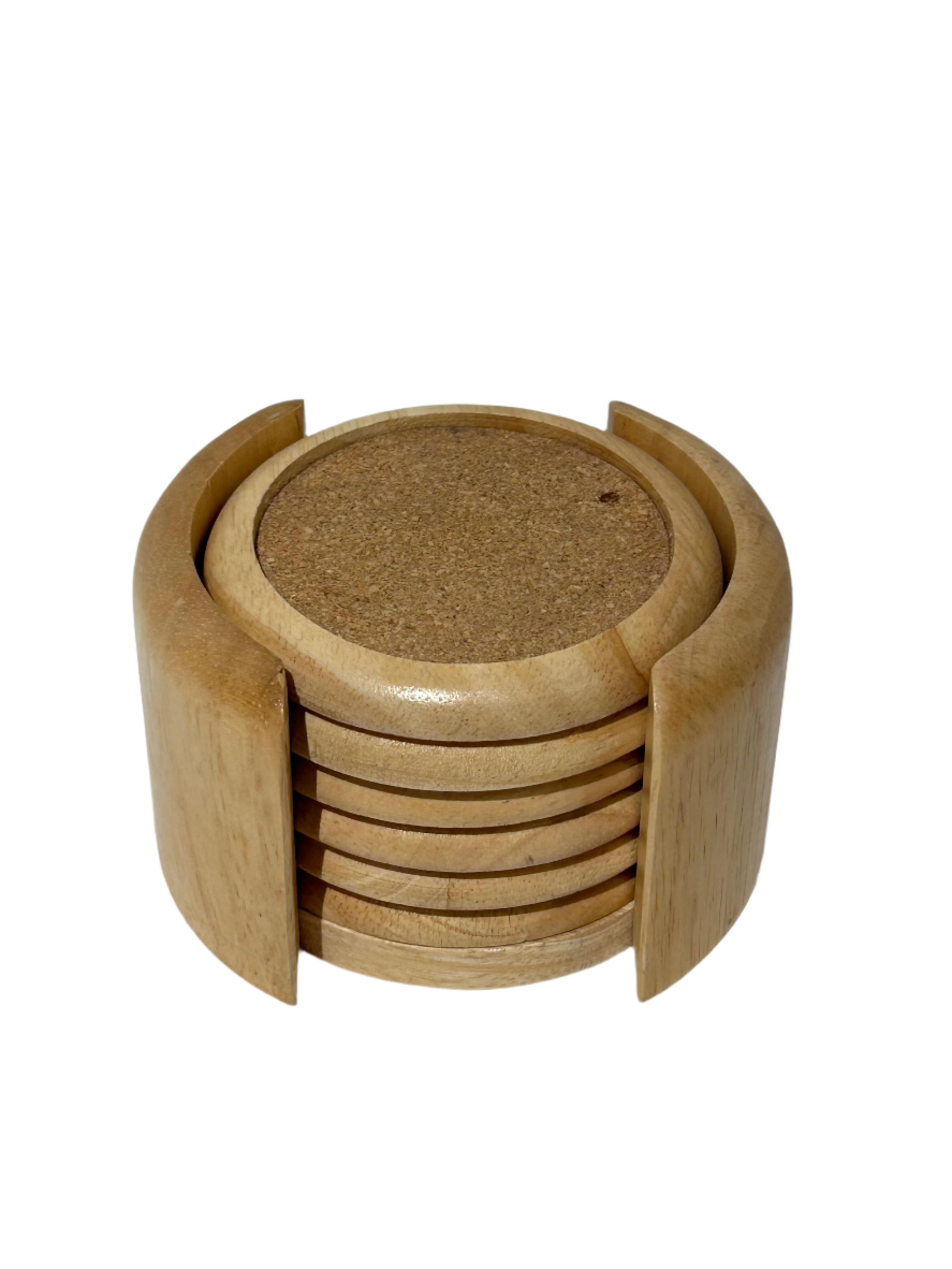 Vintage set of wood and cork coasters