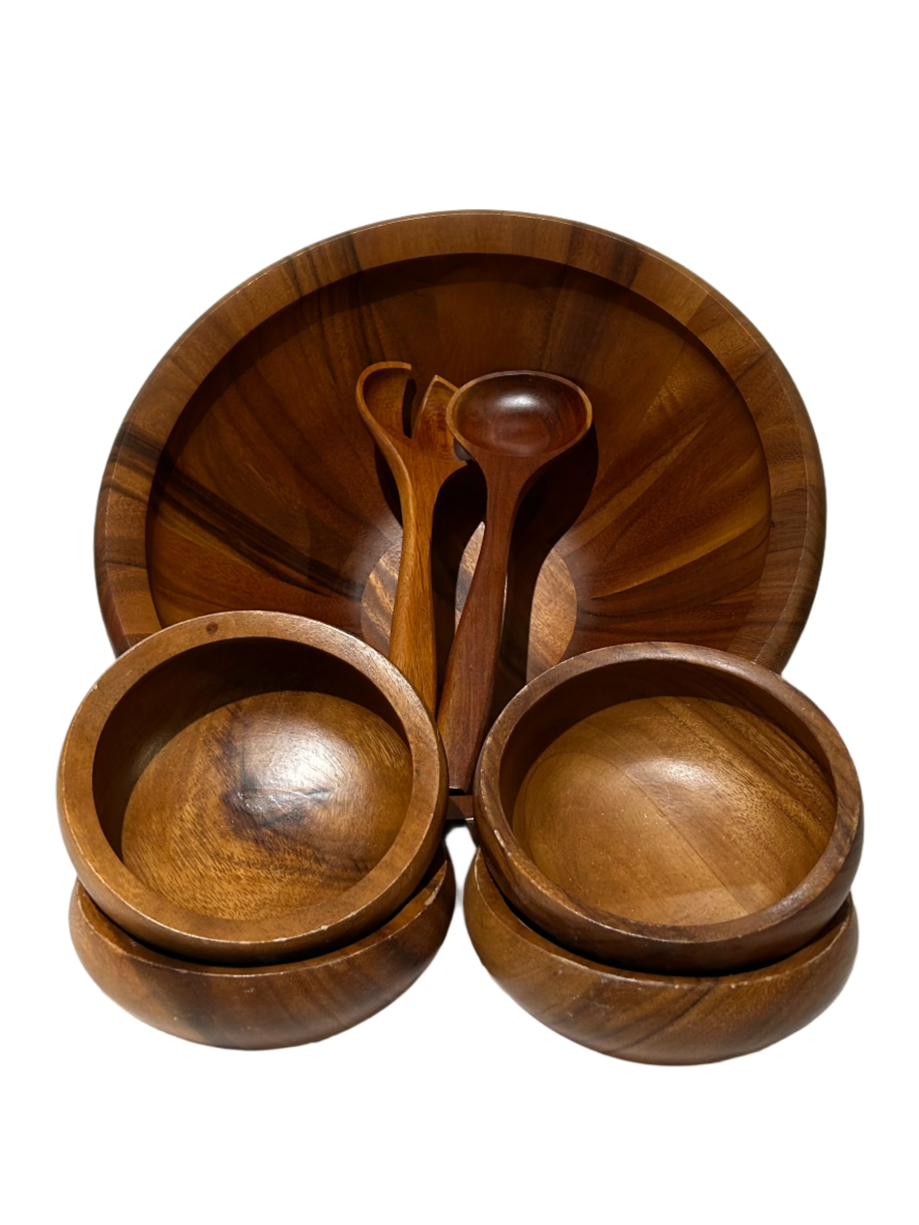 Vintage wood salad server set