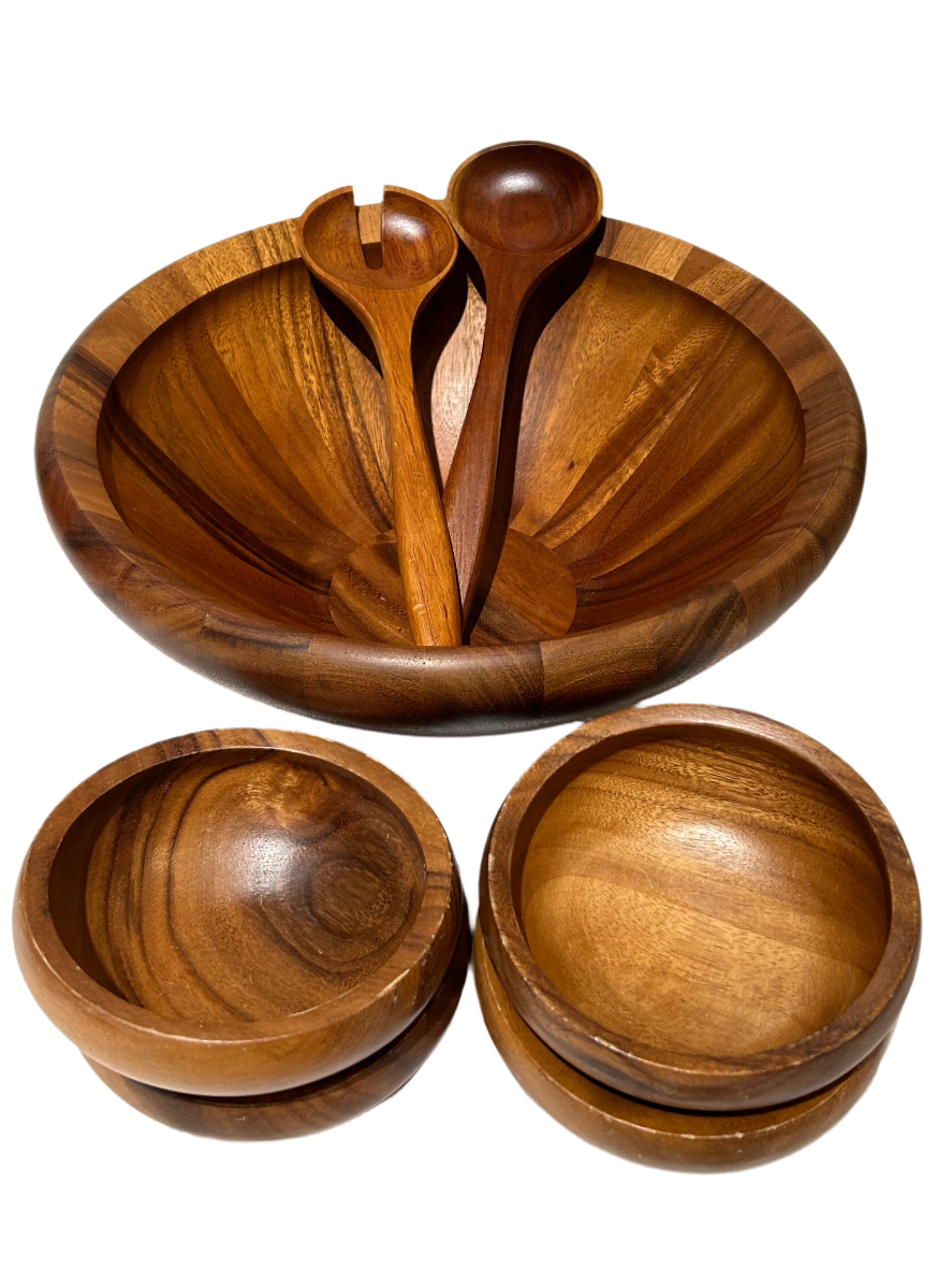 Vintage wood salad server set