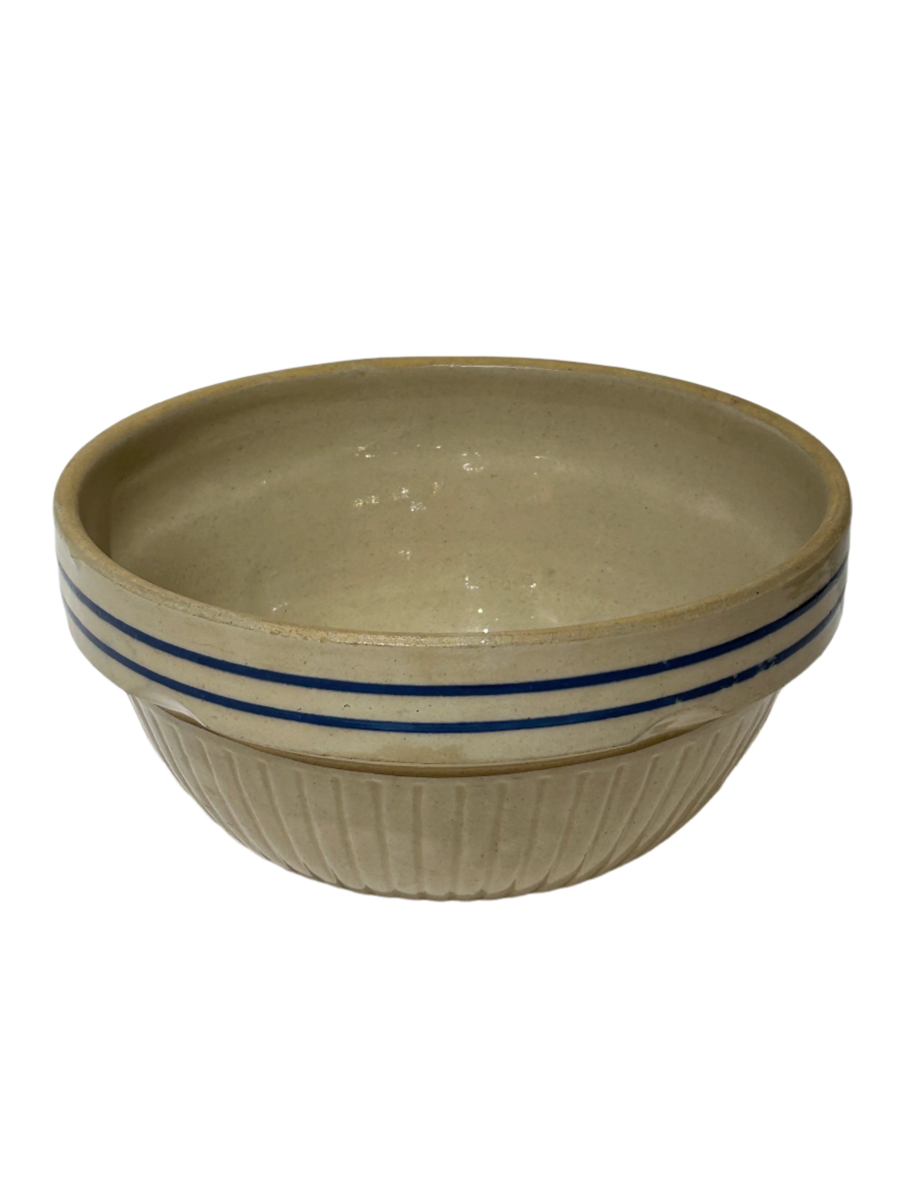 Vintage blue striped mixing bowl