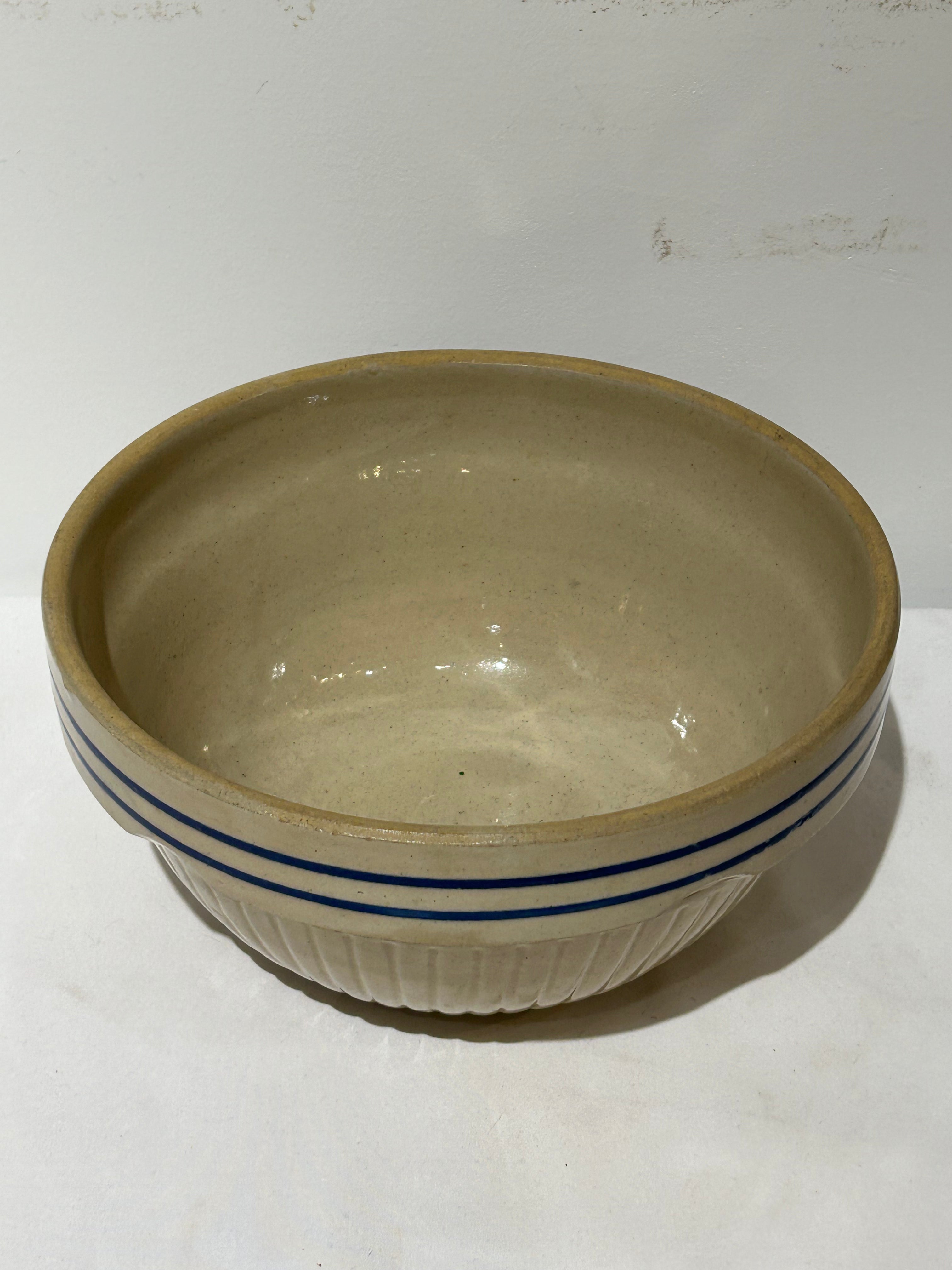 Vintage blue striped mixing bowl