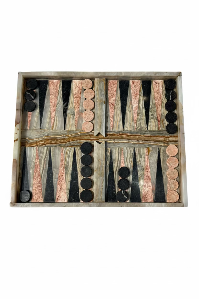 Vintage multi colored marble backgammon set
