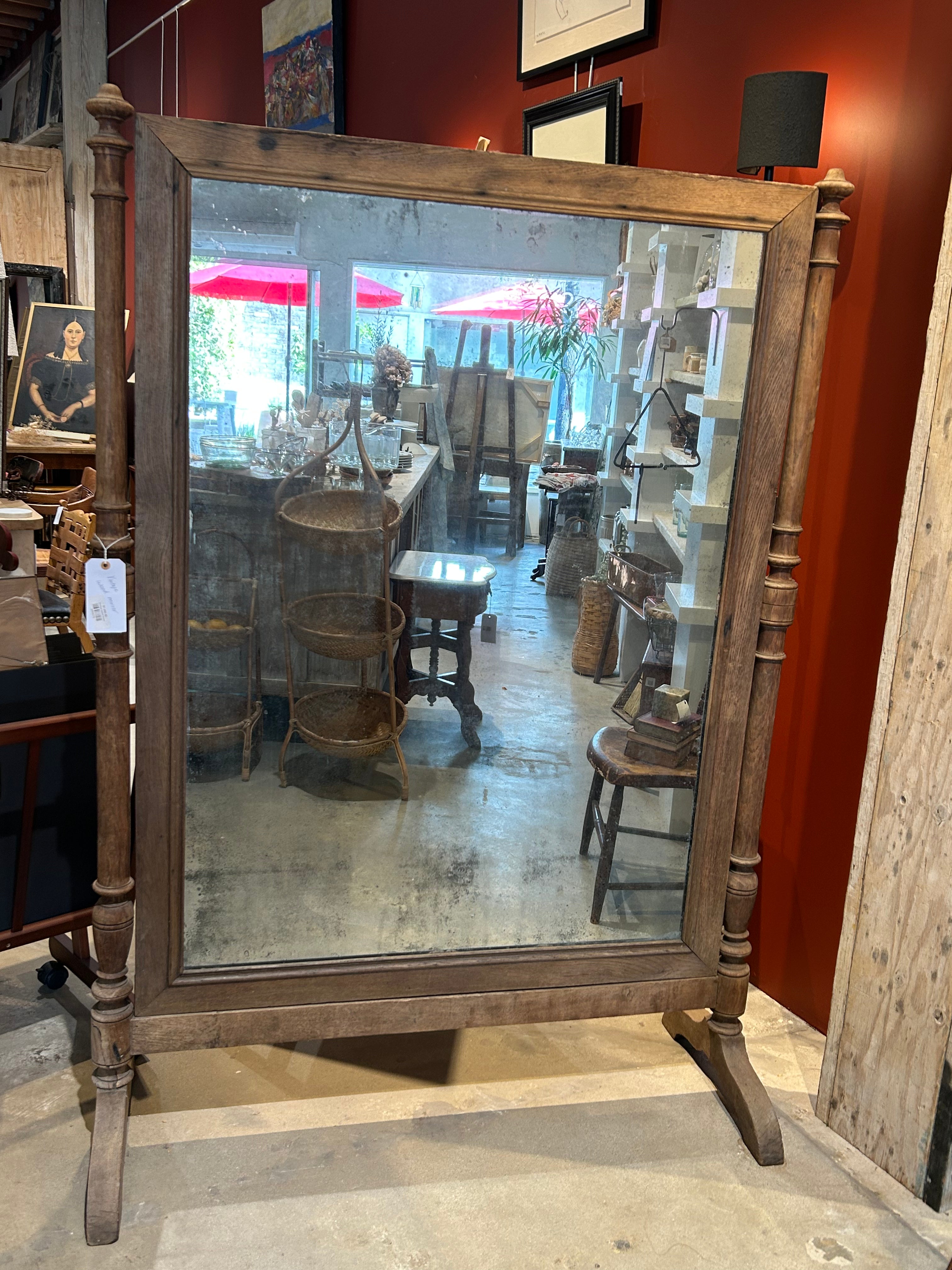 Vintage wood standing mirror