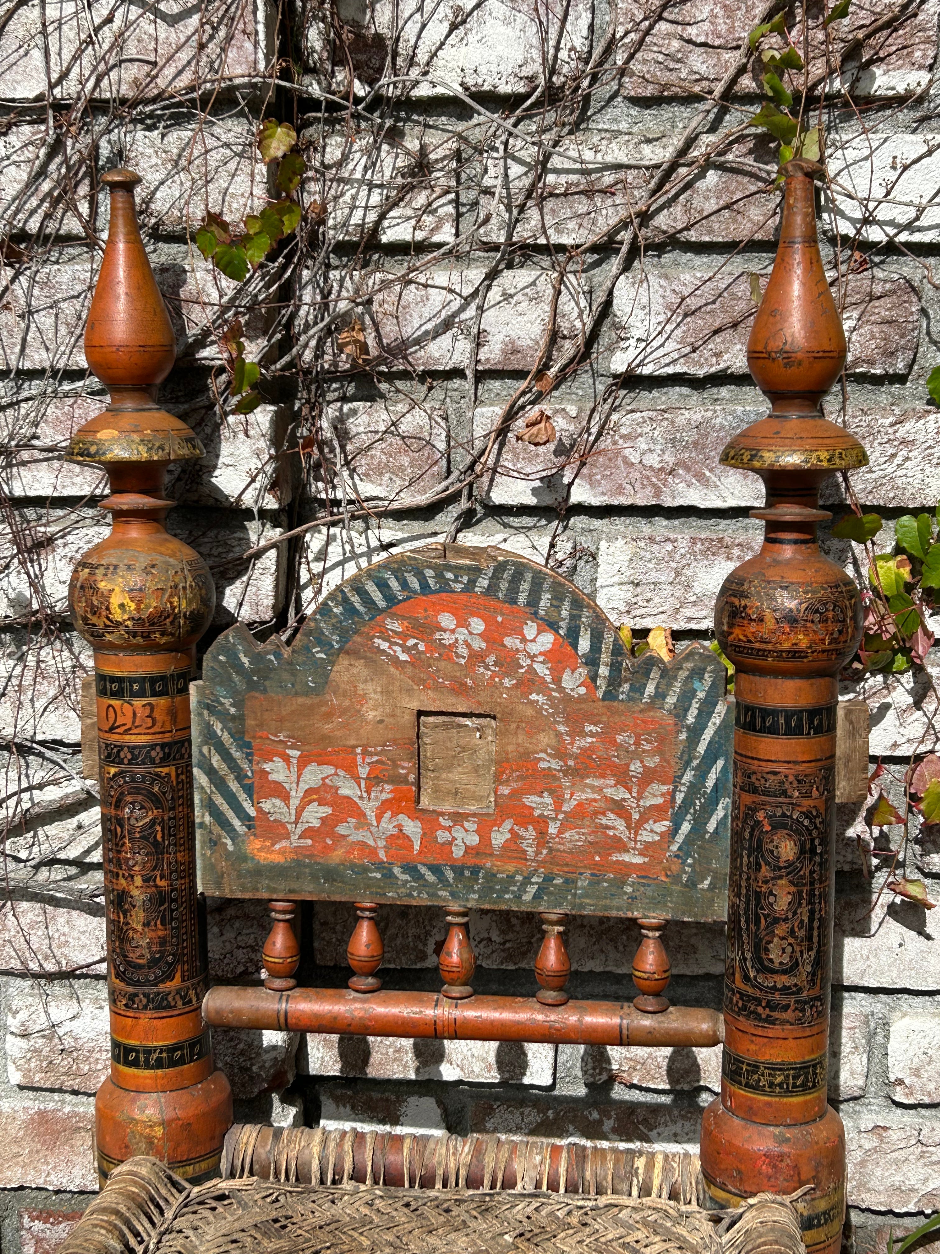 Vintage hand painted tribal chair