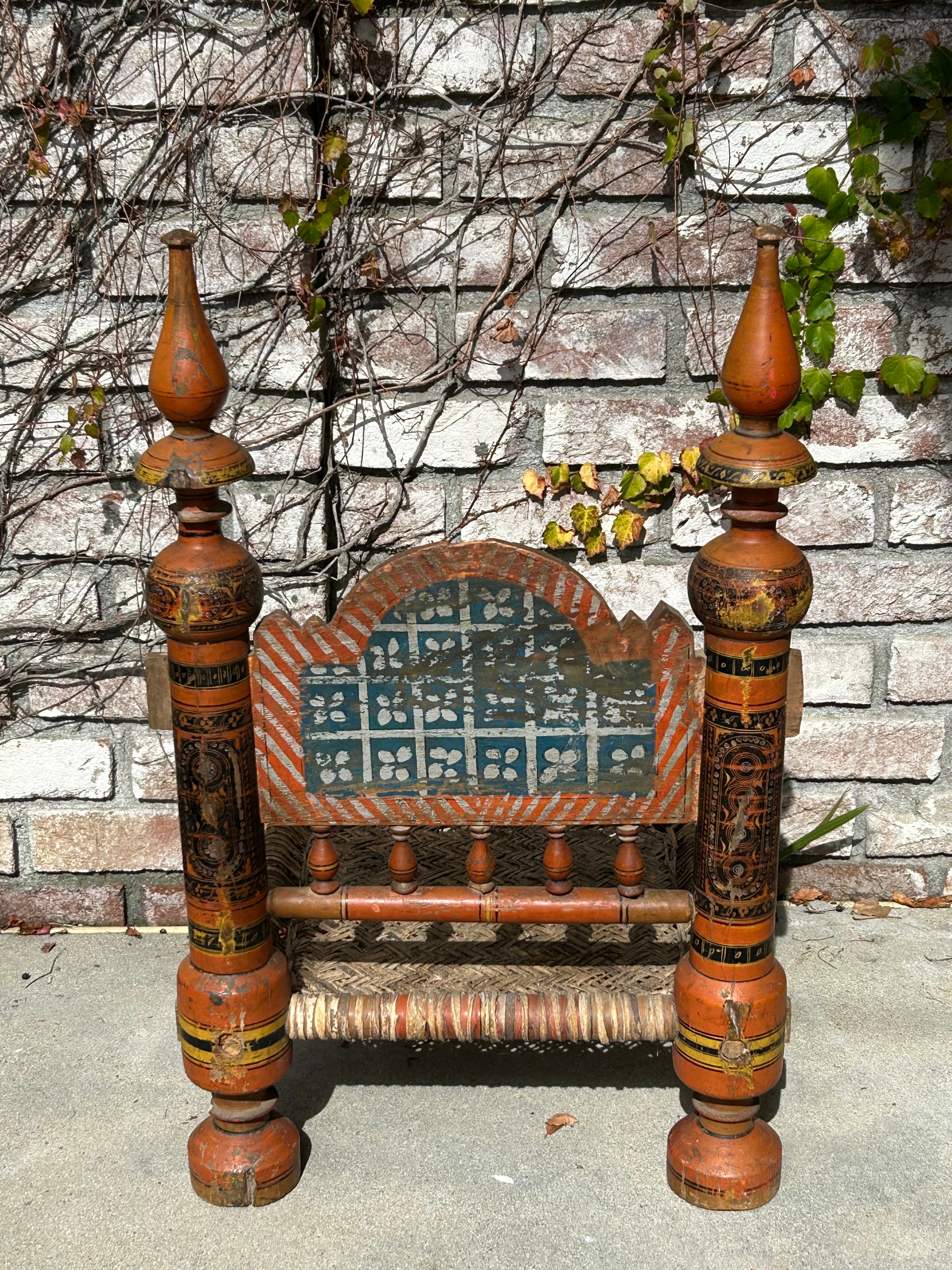 Vintage hand painted tribal chair