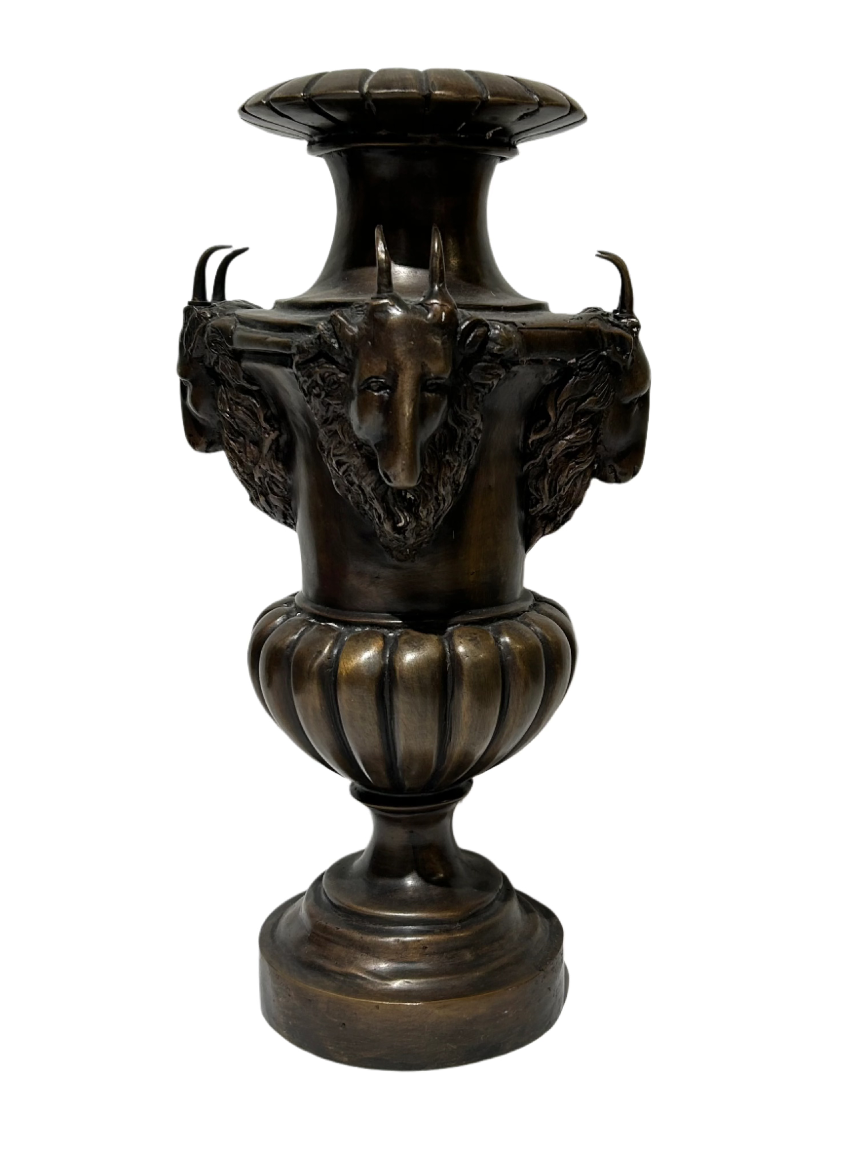 Vintage bronze ram urn