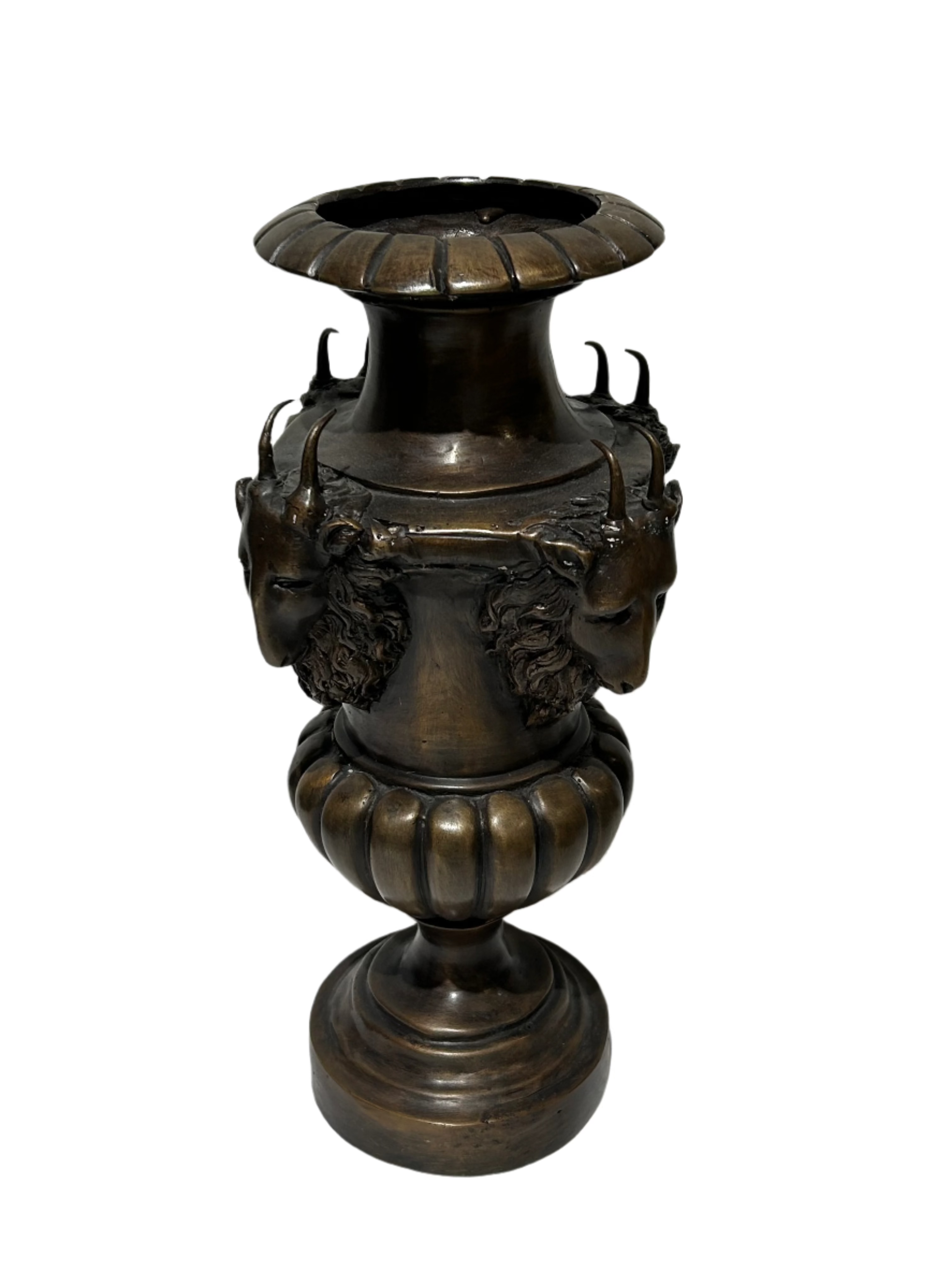 Vintage bronze ram urn