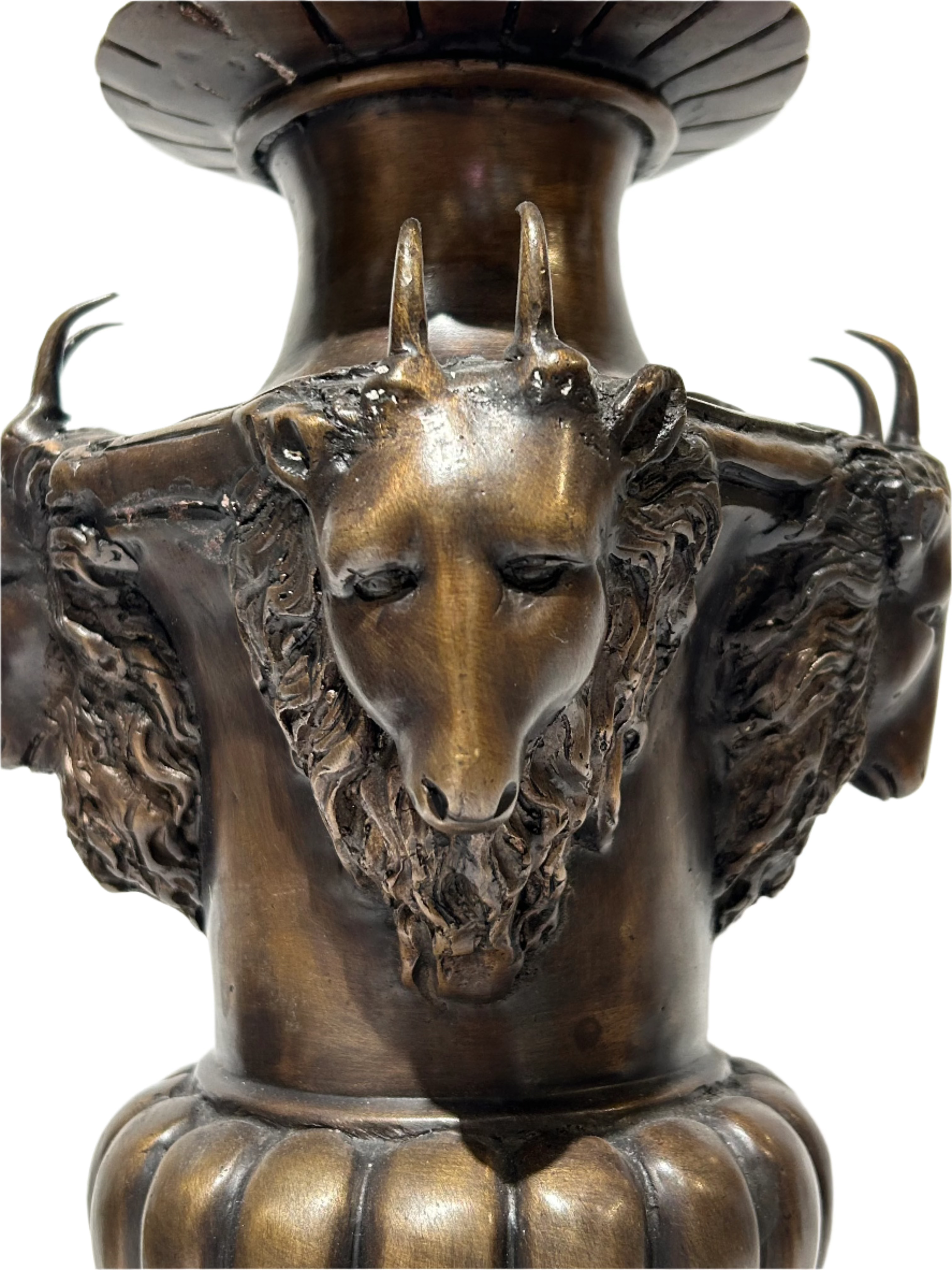 Vintage bronze ram urn