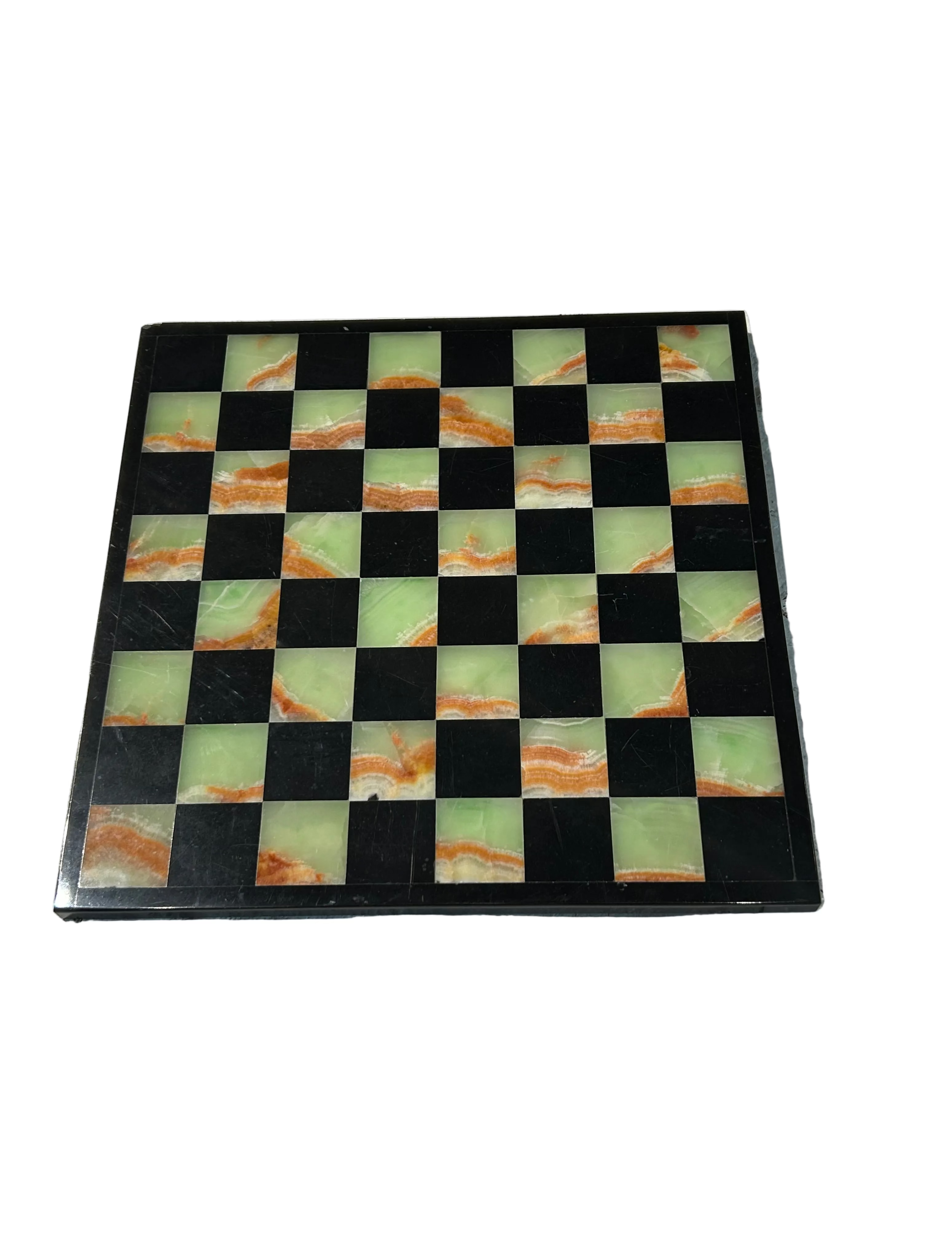 Vintage black & onyx stone chess set