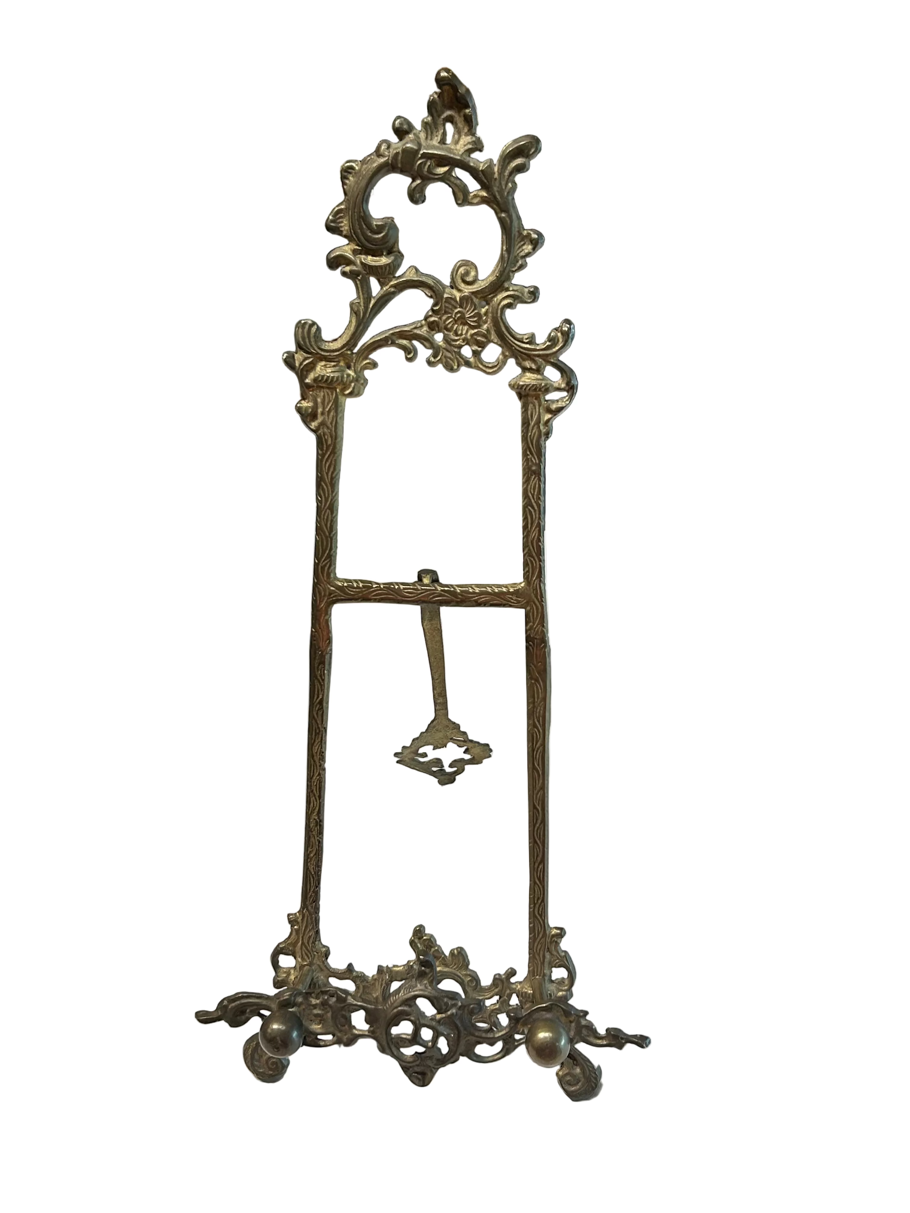 Vintage ornate etched brass easel