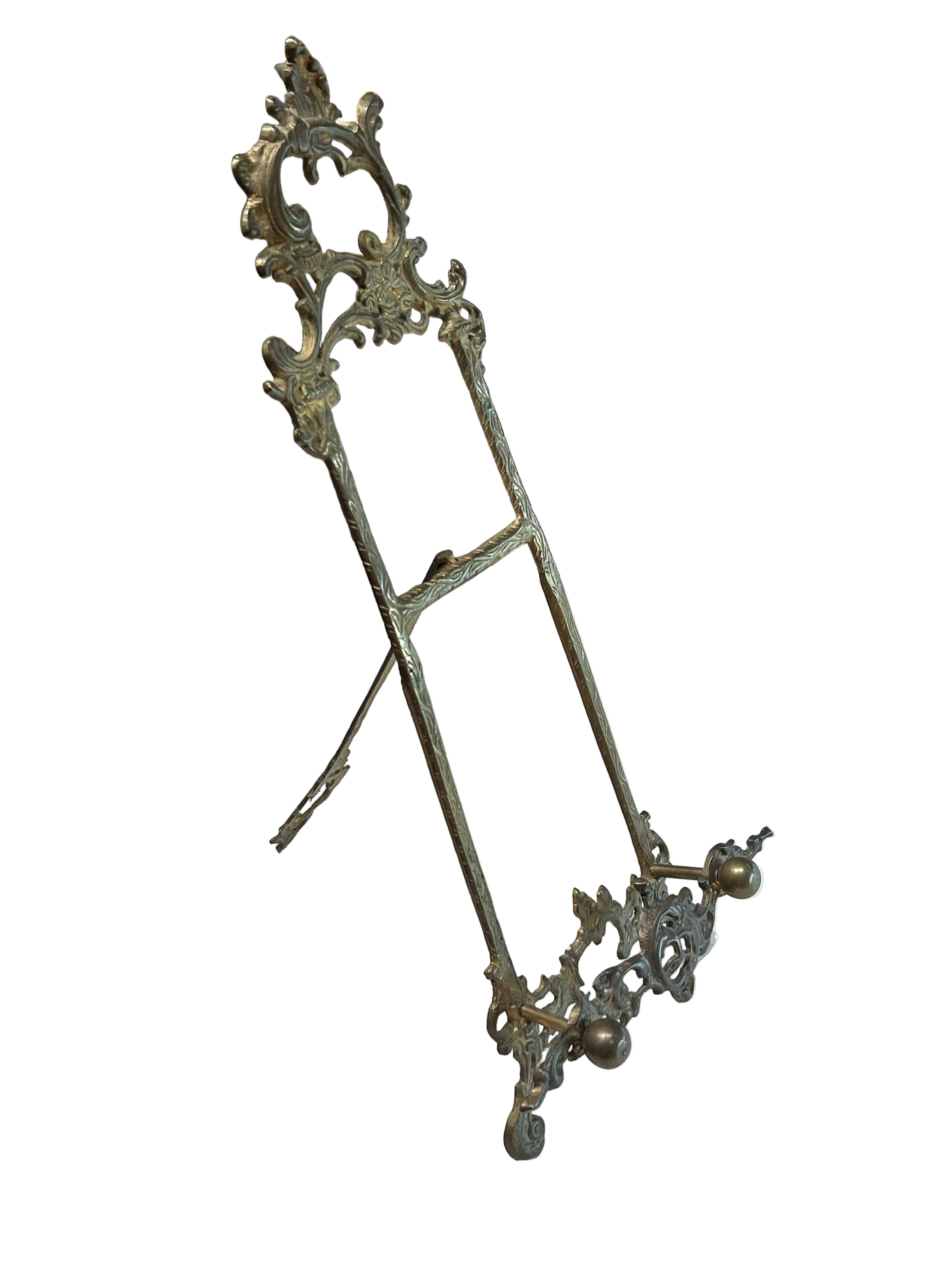 Vintage ornate etched brass easel