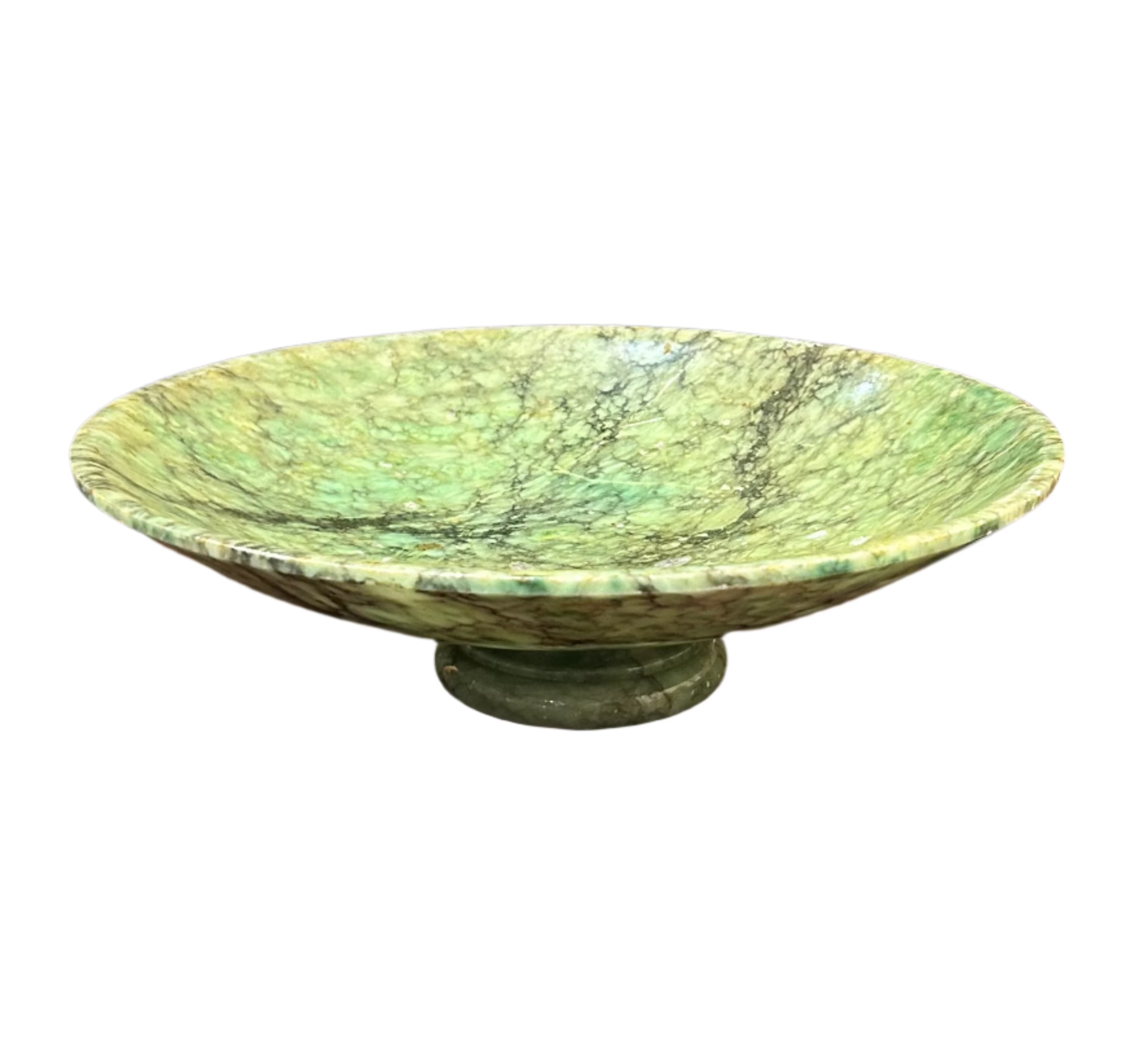 Vintage green stone pedestal bowl