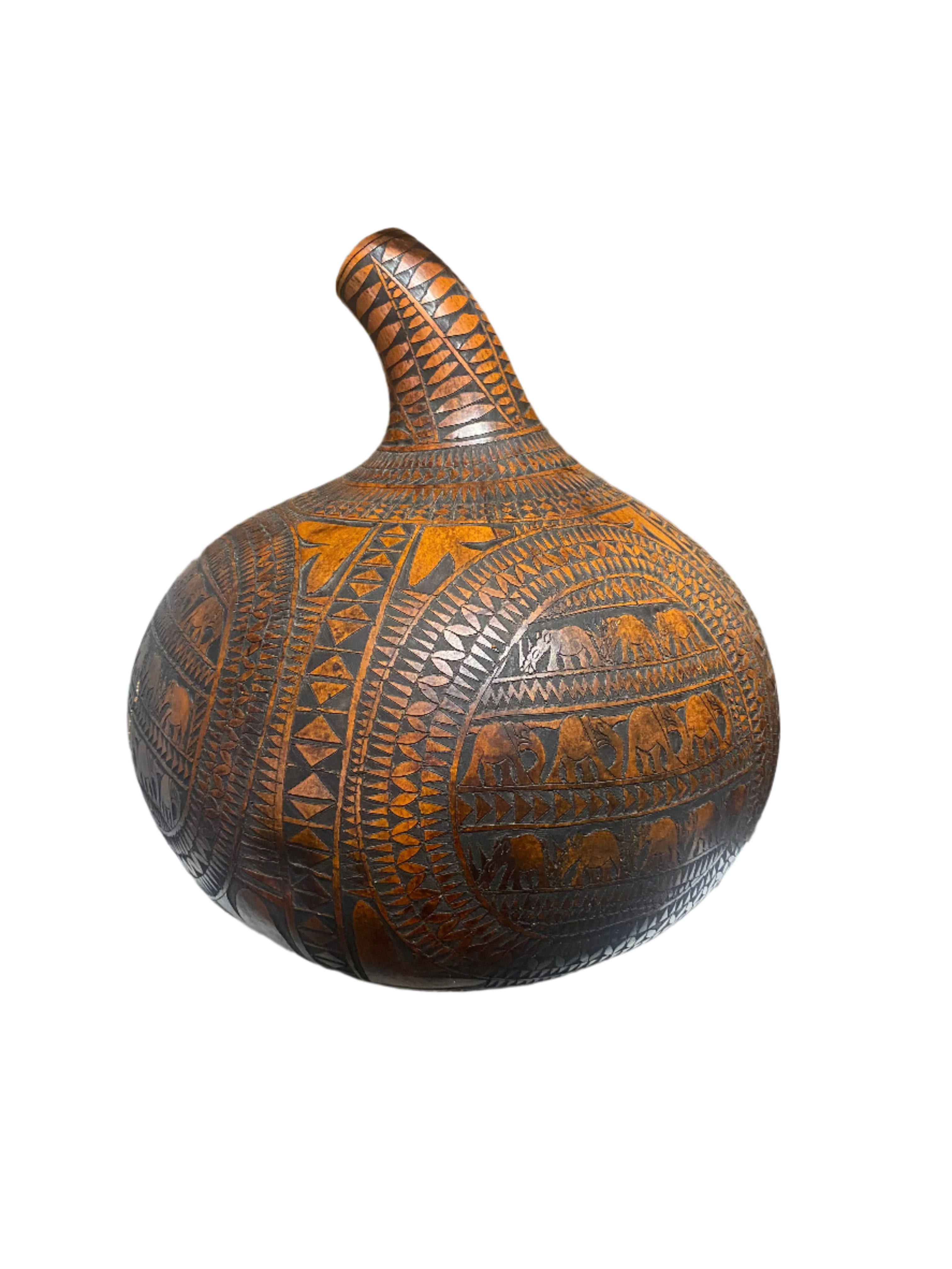 Vintage African hand carved gourd