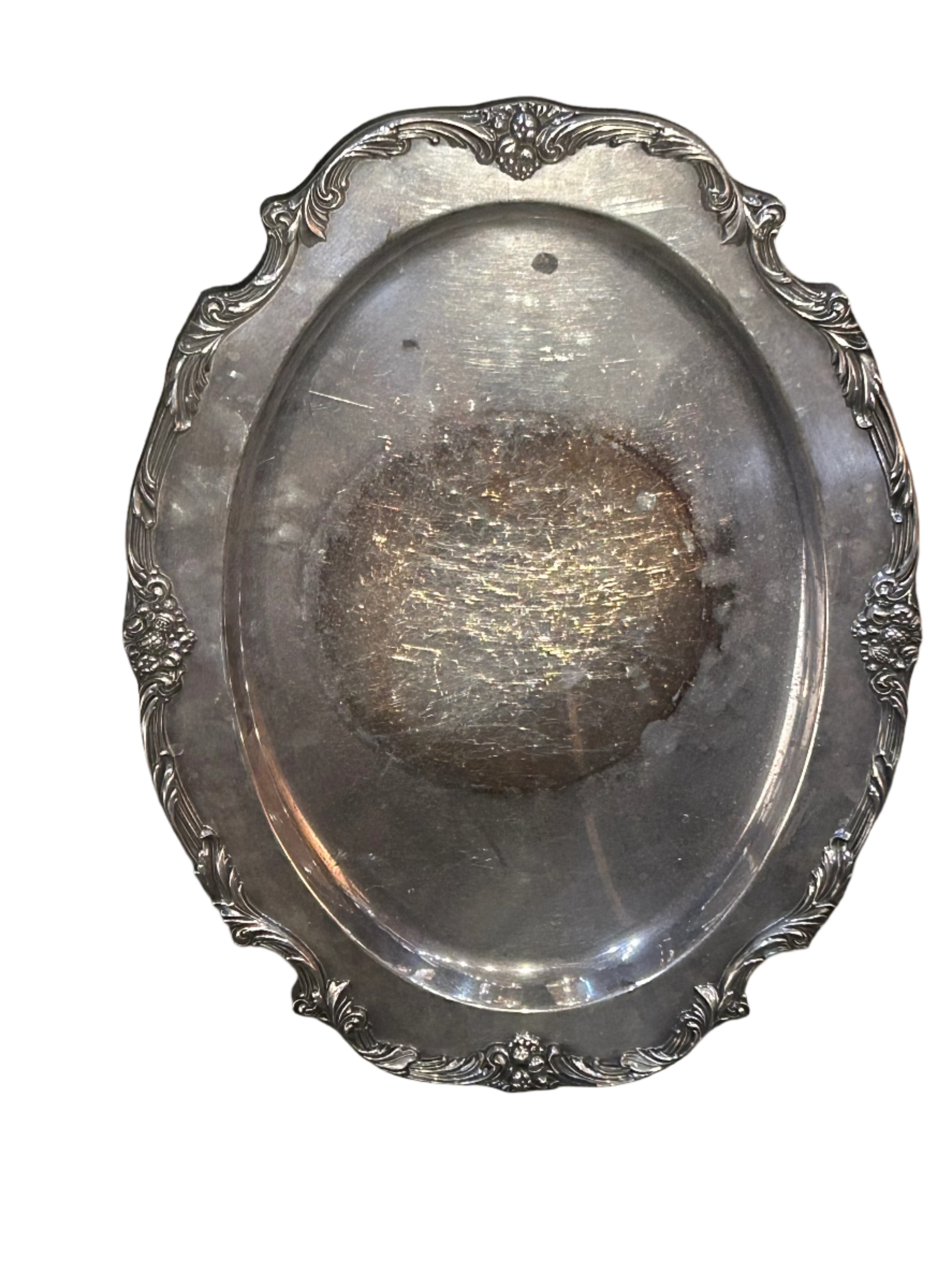 Vintage ornate silver serving platter
