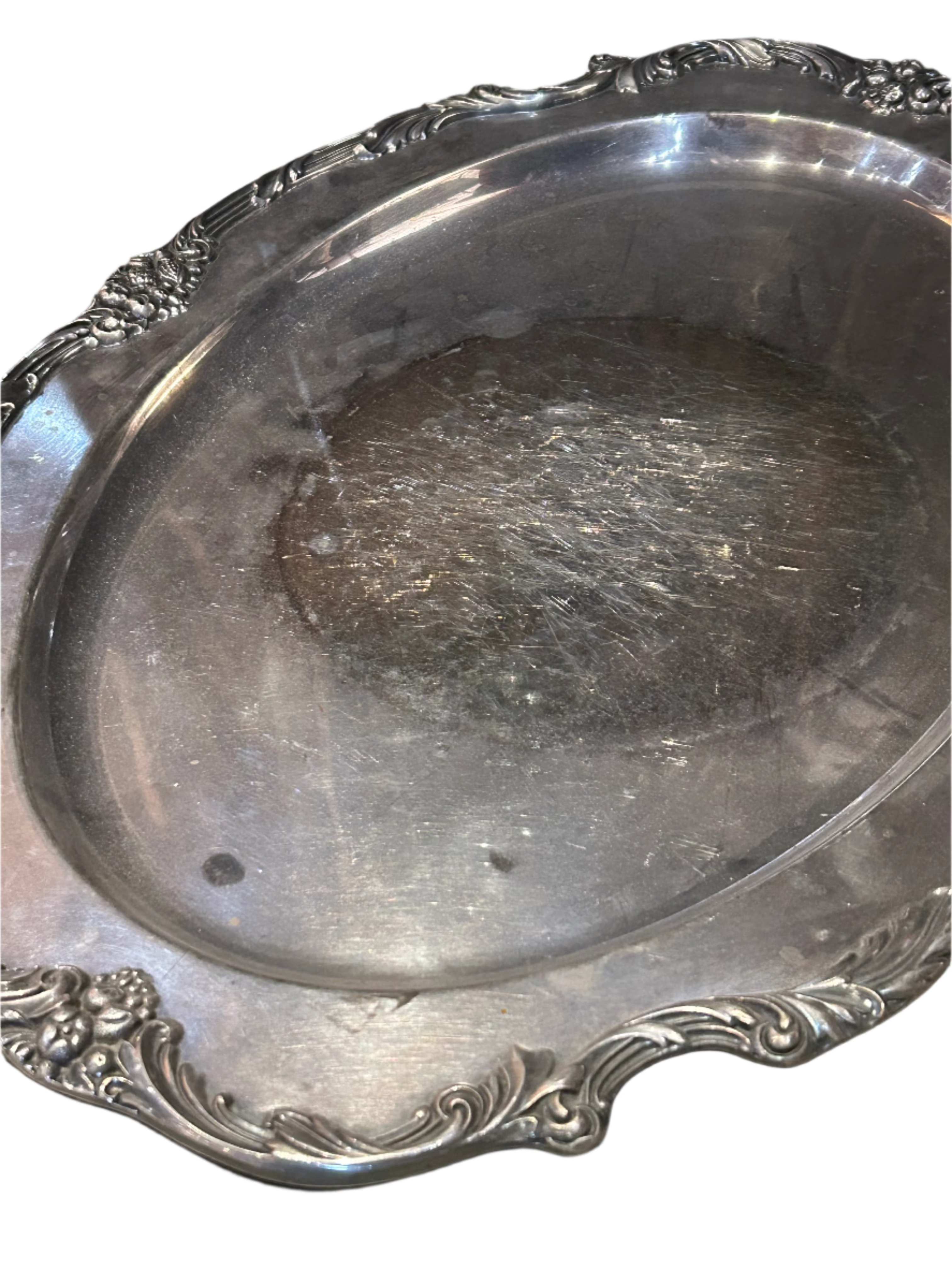 Vintage ornate silver serving platter