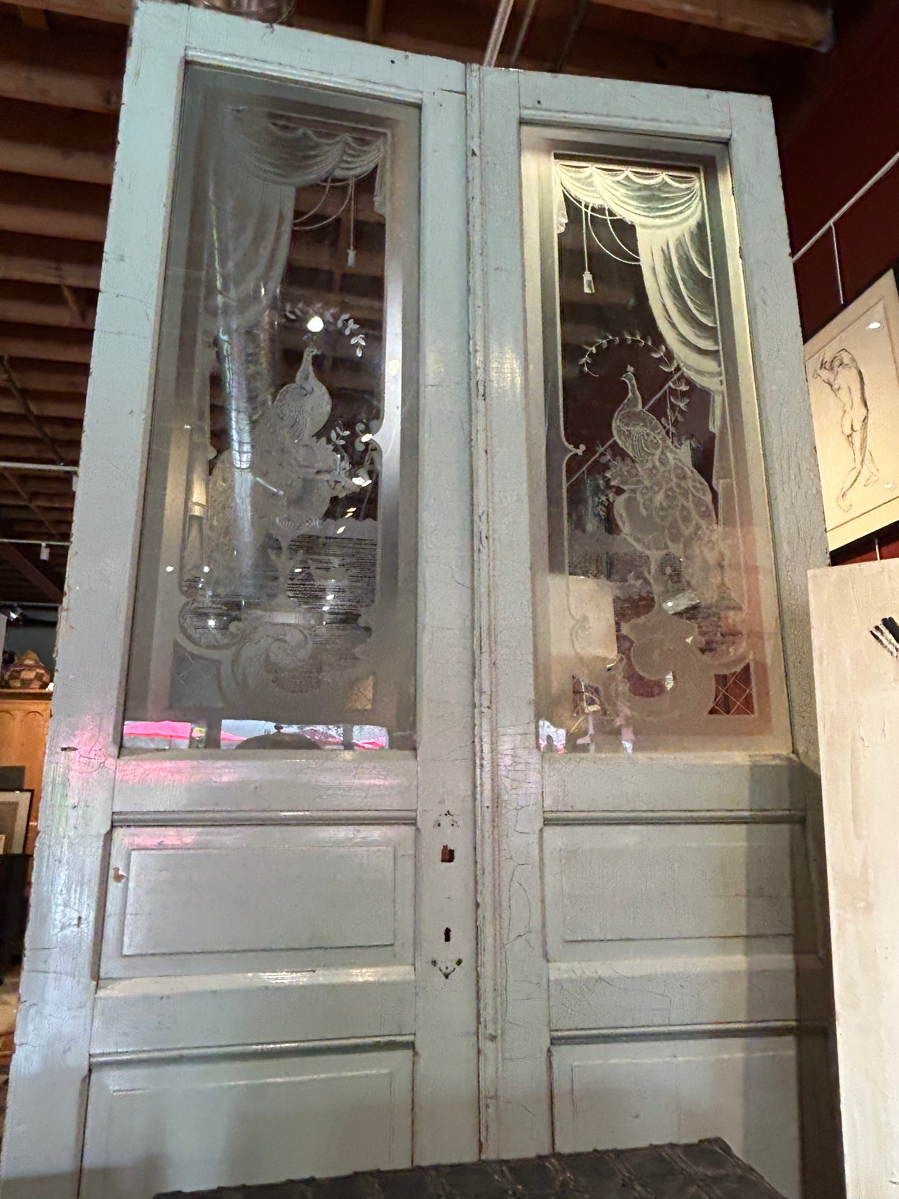 Vintage Victorian original stain glass doors