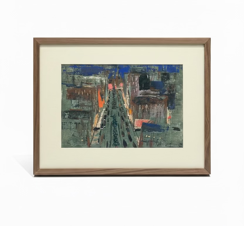 Vintage watercolor cityscape painting